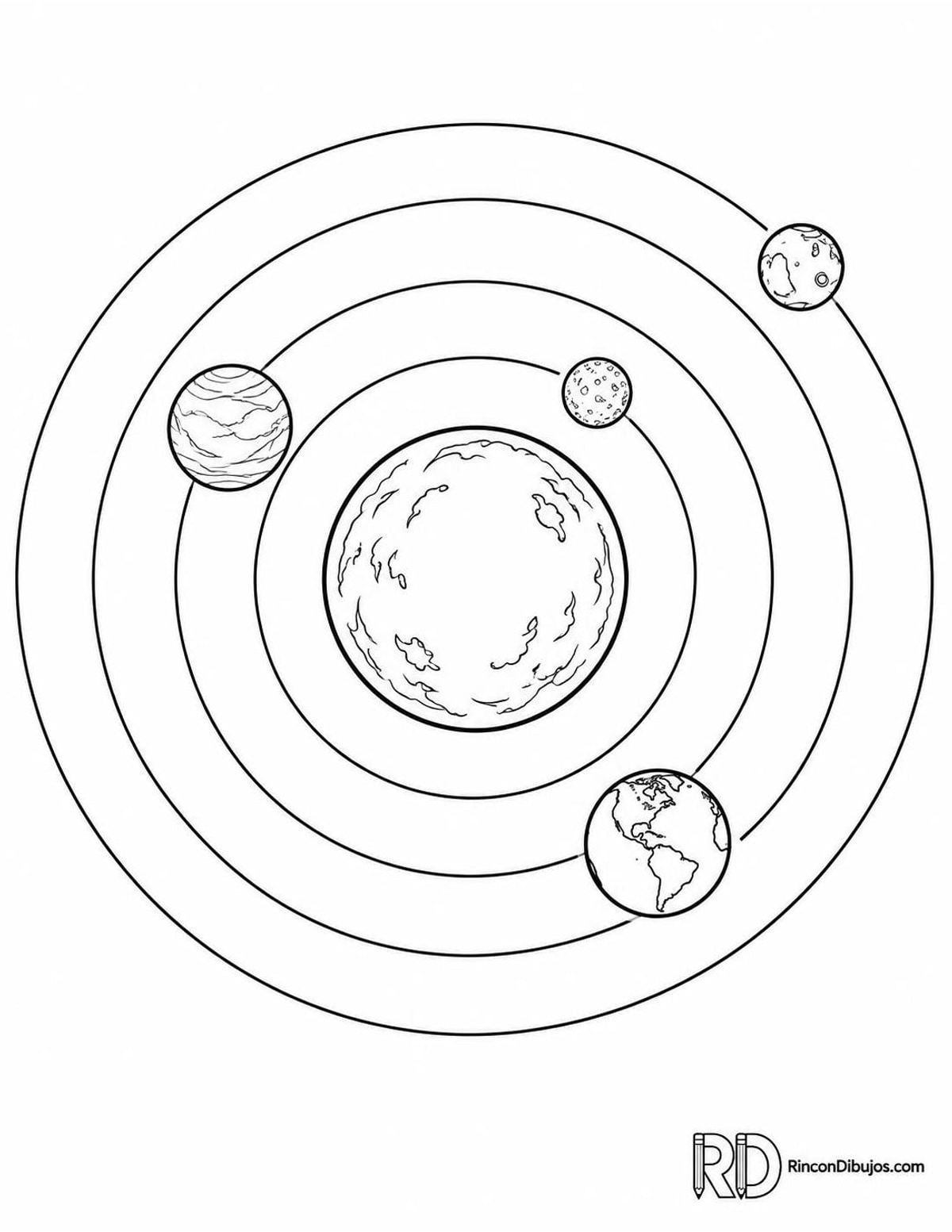 Dibujo de planetas rocosos del Sistema Solar para colorear