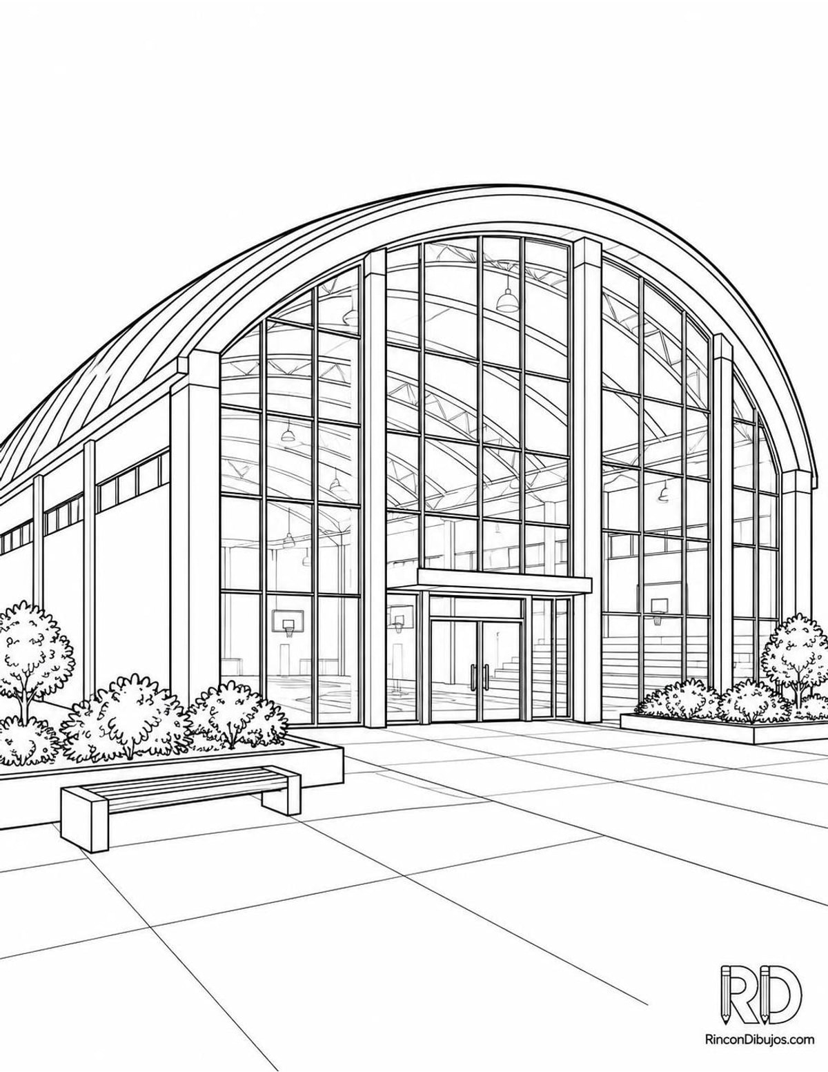 Dibujo de polideportivo para colorear