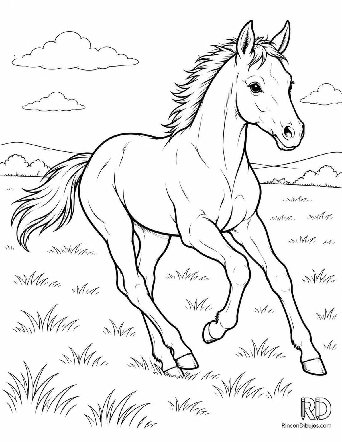 Dibujo de potro corriendo para colorear Dibujo de potro corriendo para colorear