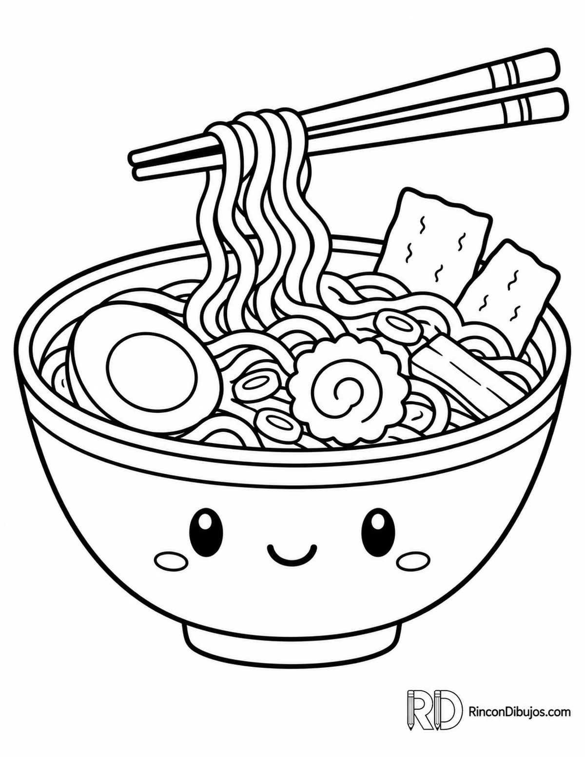 Dibujo de ramen kawaii para colorear