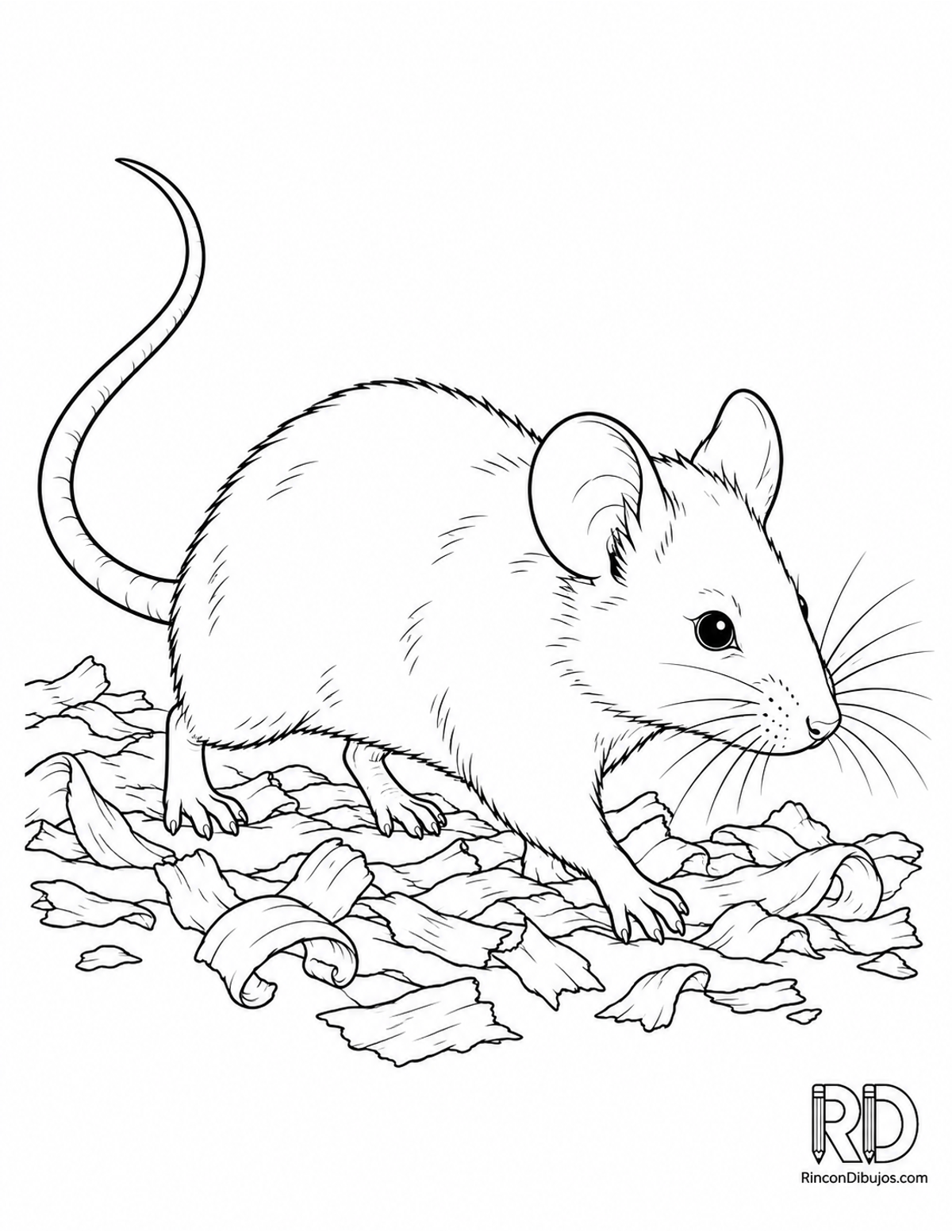 Dibujo de ratón blanco caminando para colorear Dibujo de ratón blanco caminando para colorear