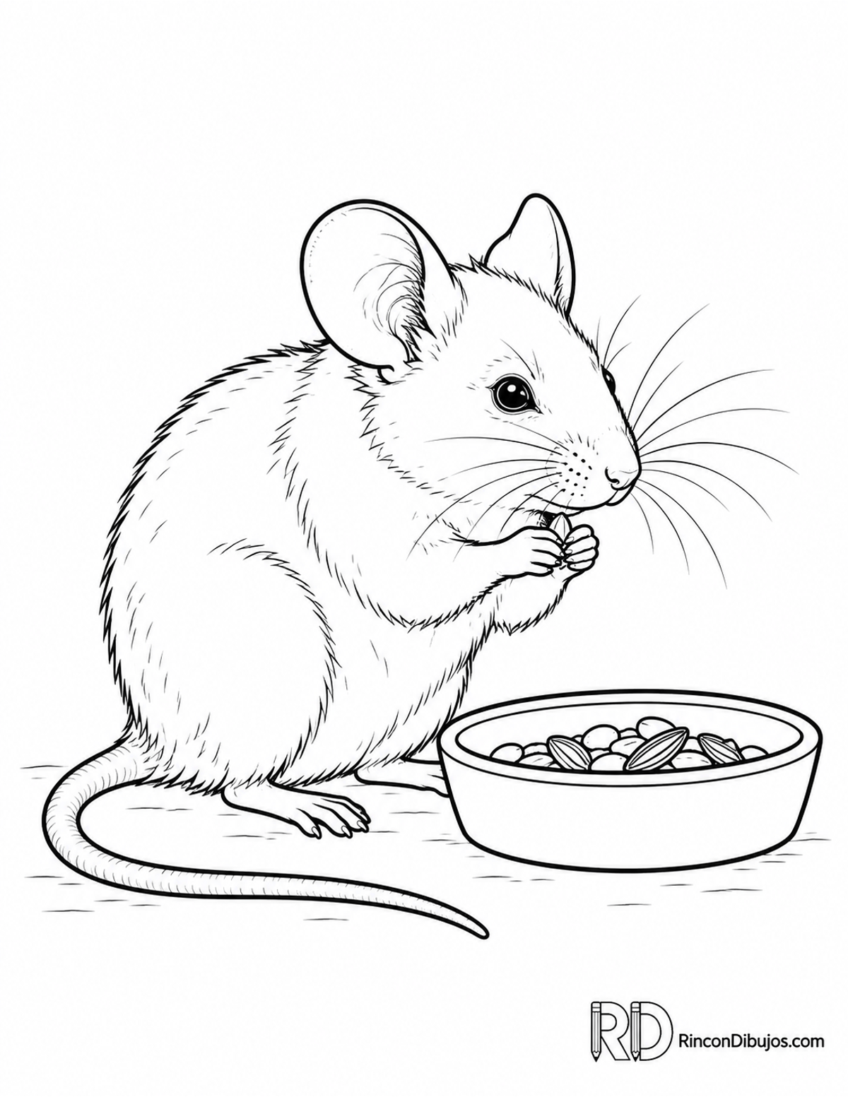Dibujo de ratón blanco para colorear Dibujo de ratón blanco para colorear