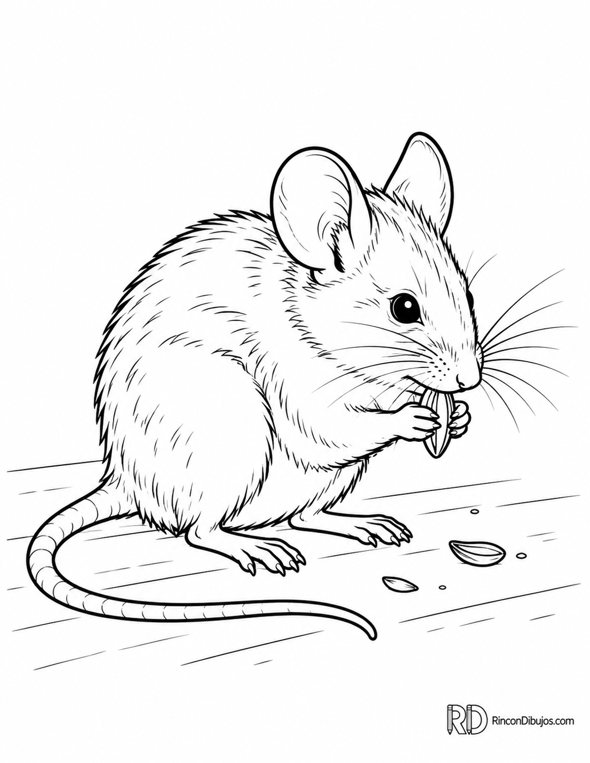 Dibujo de ratón con semilla para colorear Dibujo de ratón con semilla para colorear