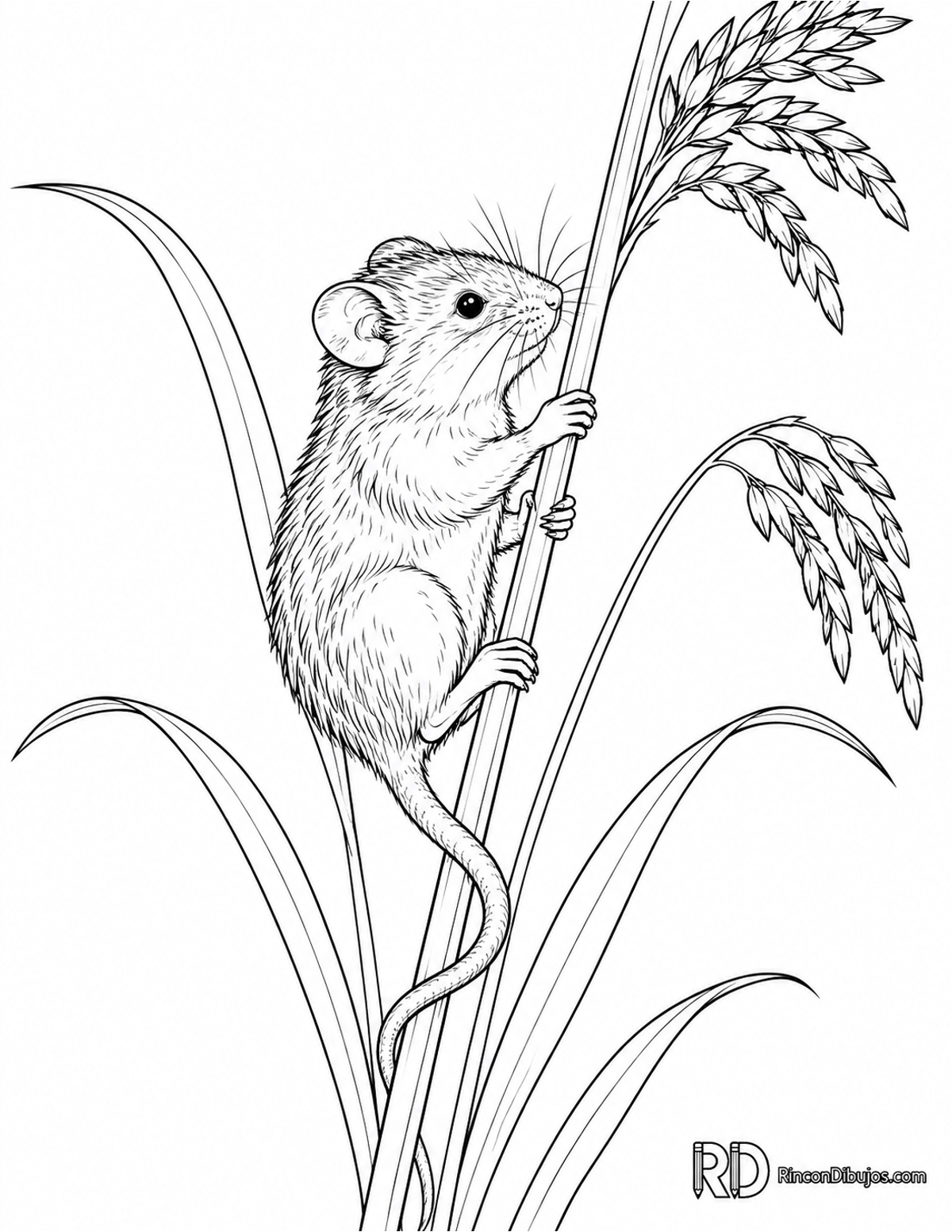 Dibujo de ratón espiguero para colorear Dibujo de ratón espiguero para colorear
