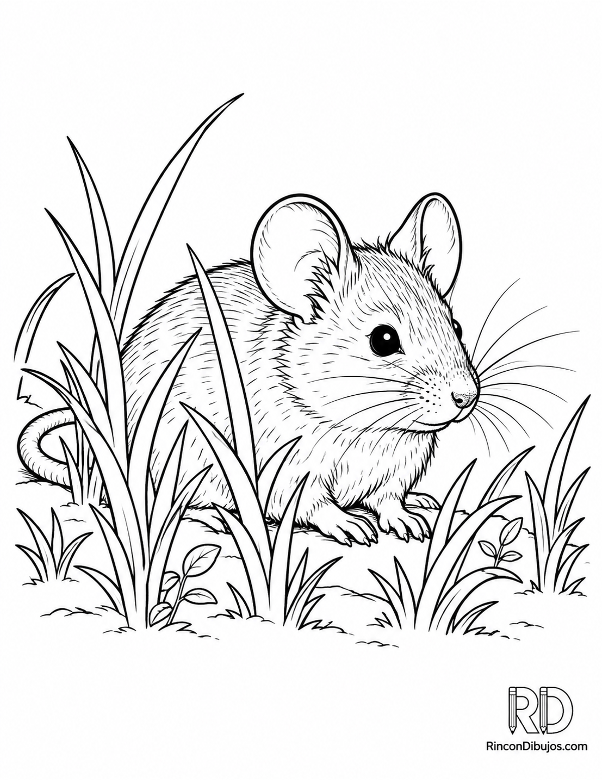 Dibujo de ratón gris escondido para colorear Dibujo de ratón gris escondido para colorear