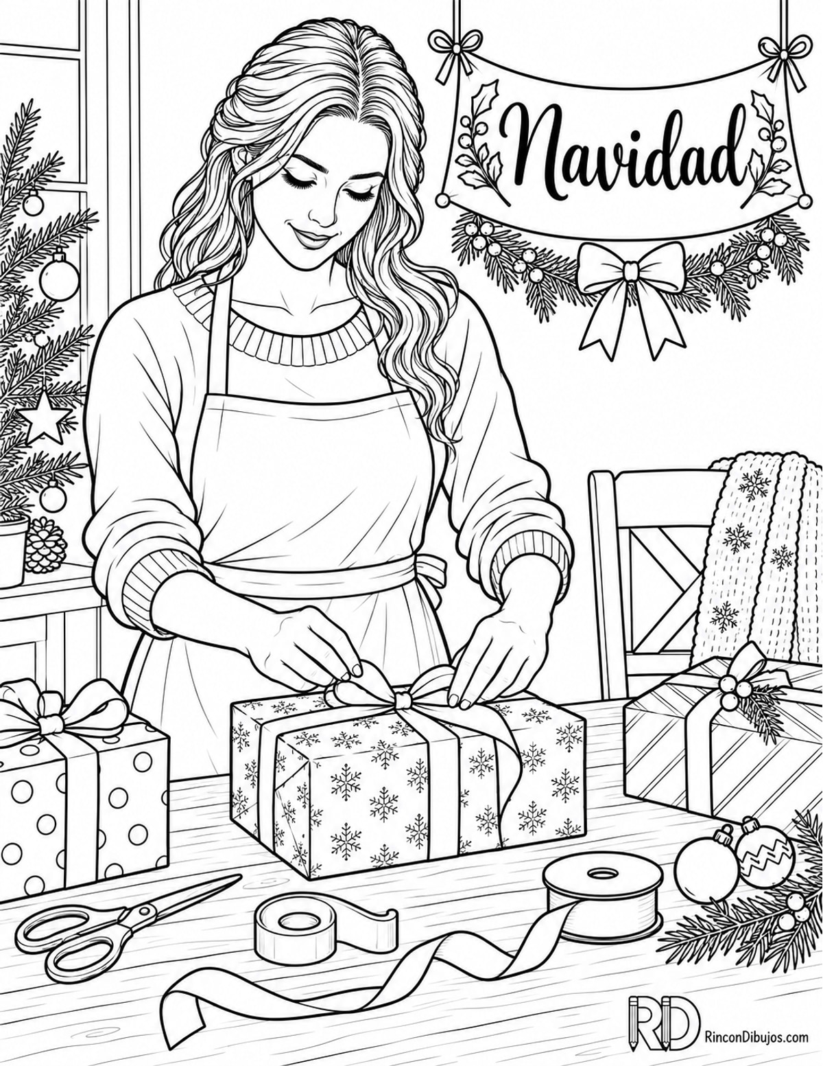 Dibujo de regalos Navidad para colorear