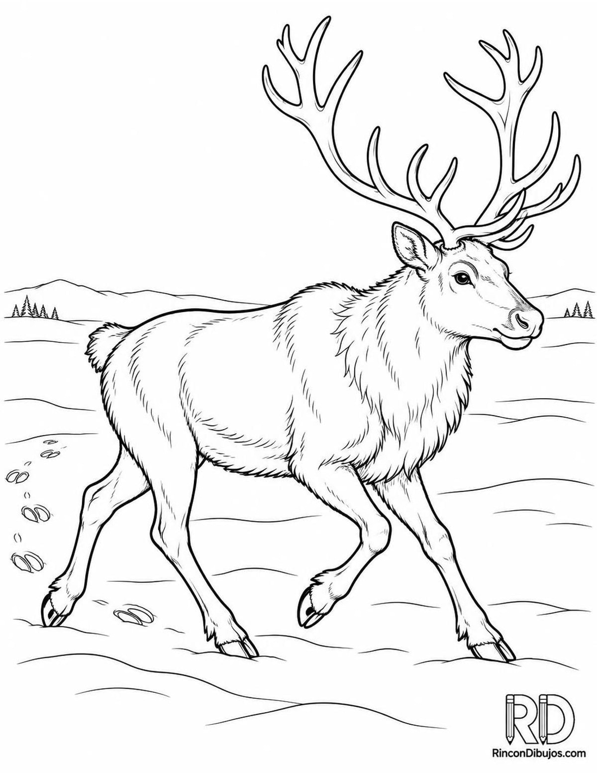 Dibujo de reno trotando para colorear Dibujo de reno trotando para colorear