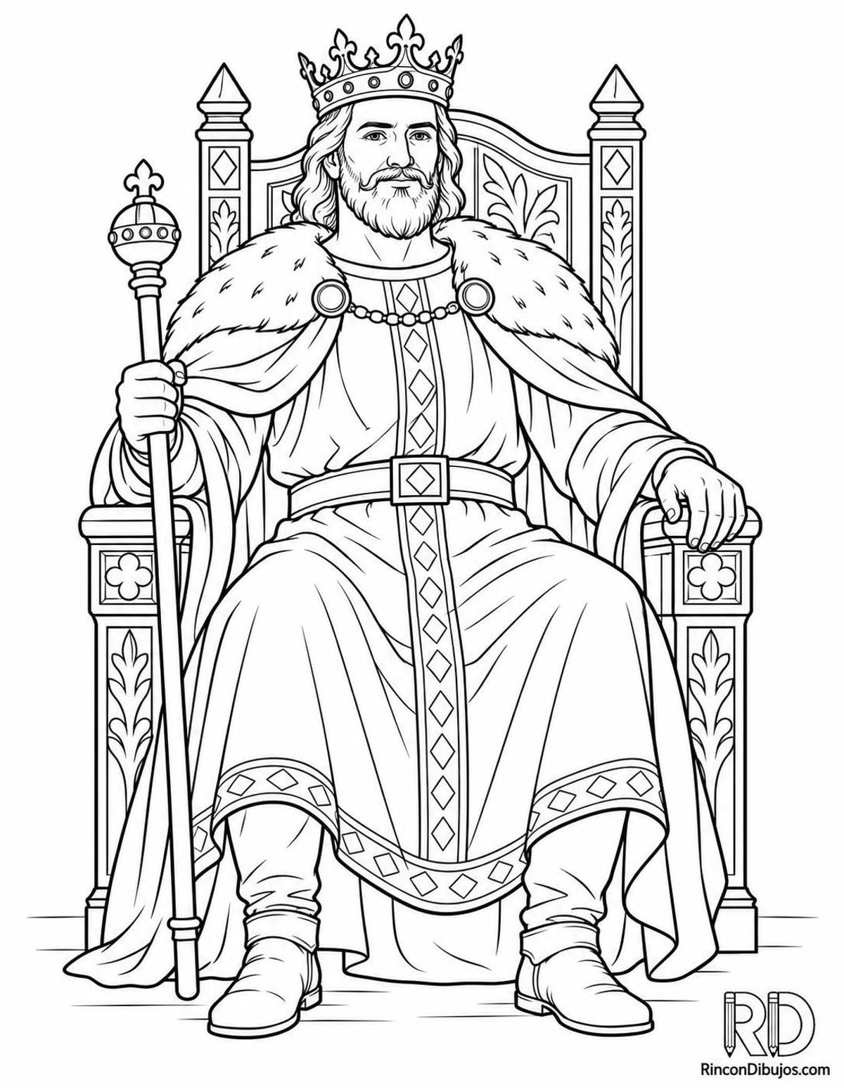 Dibujo de rey medieval para colorear Dibujo de rey medieval para colorear