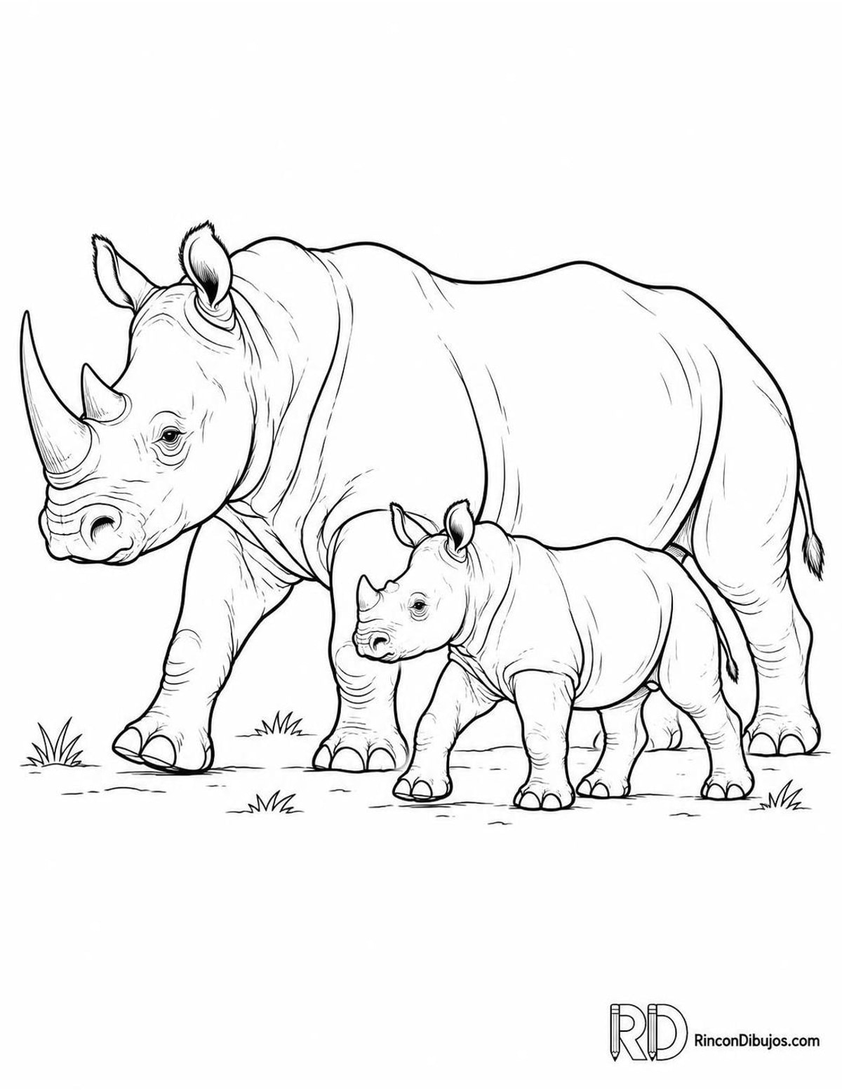 Dibujo de rinoceronte bebé para colorear Dibujo de rinoceronte bebé para colorear