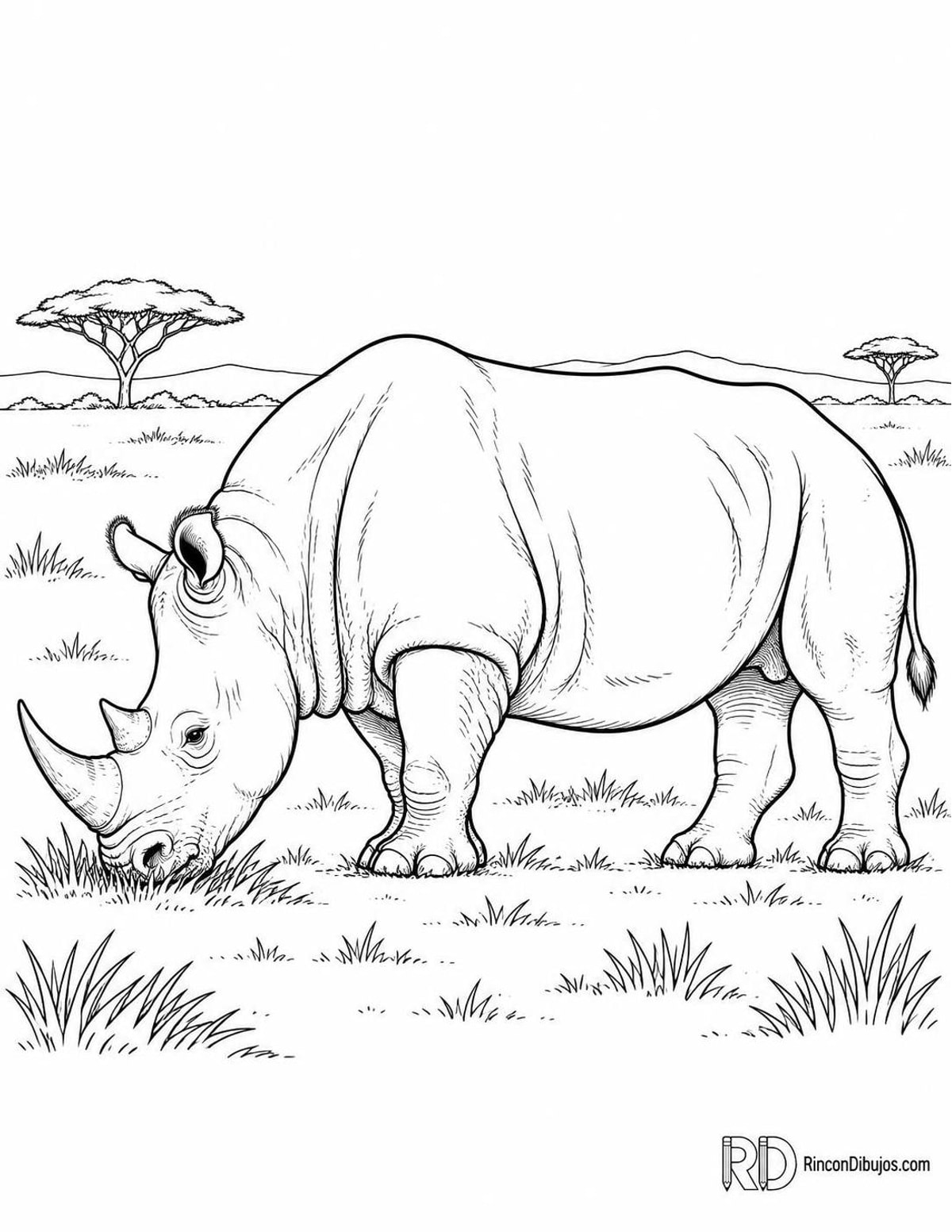Dibujo de rinoceronte blanco para colorear Dibujo de rinoceronte blanco para colorear