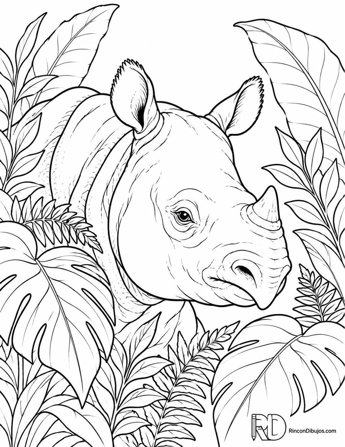 Dibujo de rinoceronte de Java para colorear Dibujo de rinoceronte de Java para colorear