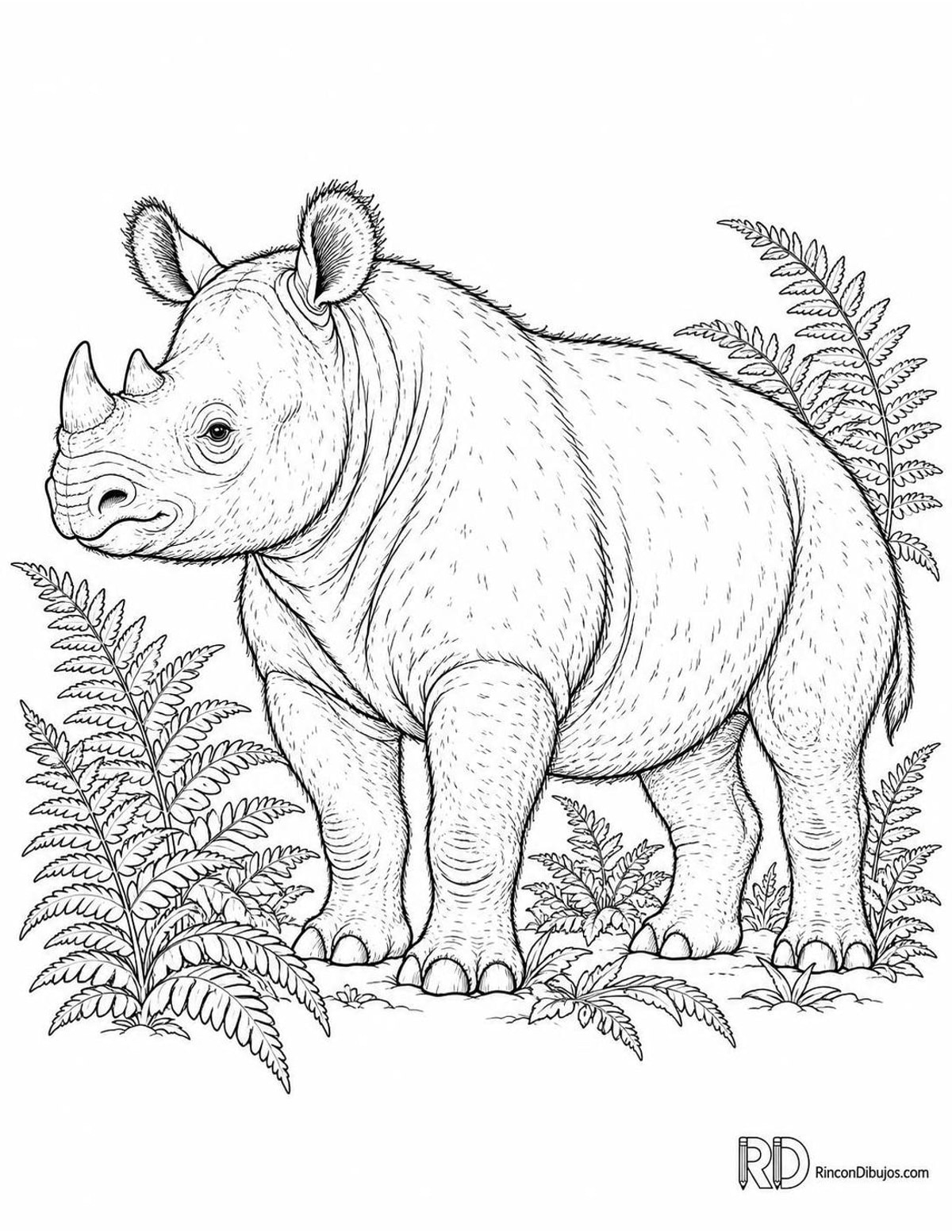 Dibujo de rinoceronte de Sumatra para colorear Dibujo de rinoceronte de Sumatra para colorear