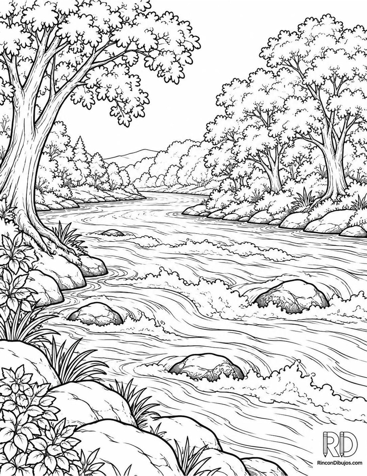 Dibujo de río caudaloso para colorear Dibujo de río caudaloso para colorear