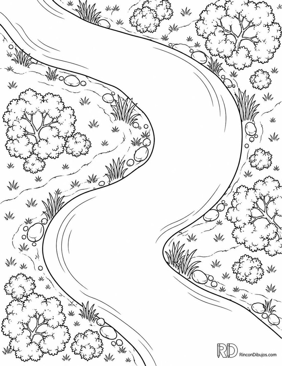 Dibujo de río curvo para colorear Dibujo de río curvo para colorear
