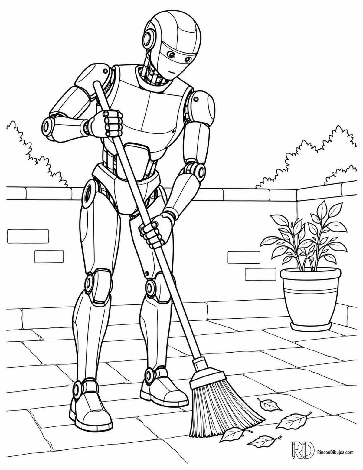 Dibujo de robot barriendo para colorear Dibujo de robot barriendo para colorear