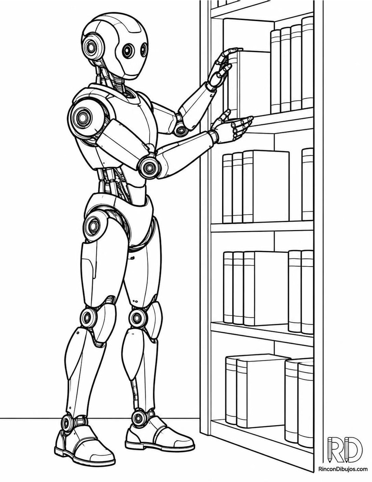 Dibujo de robot bibliotecario para colorear Dibujo de robot bibliotecario para colorear