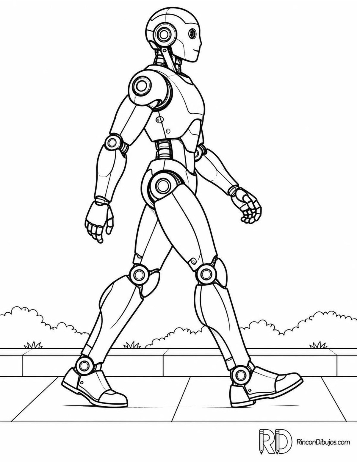 Dibujo de robot caminando para colorear Dibujo de robot caminando para colorear