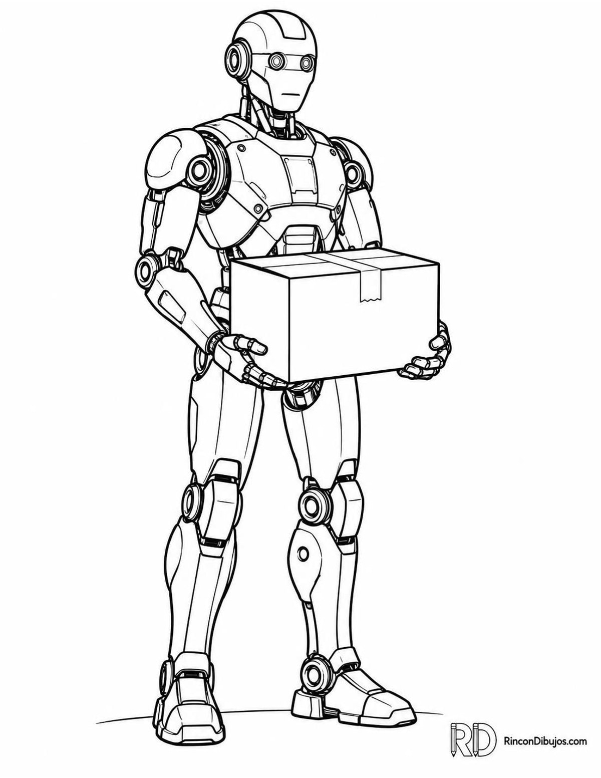 Dibujo de robot cargando cajas para colorear Dibujo de robot cargando cajas para colorear