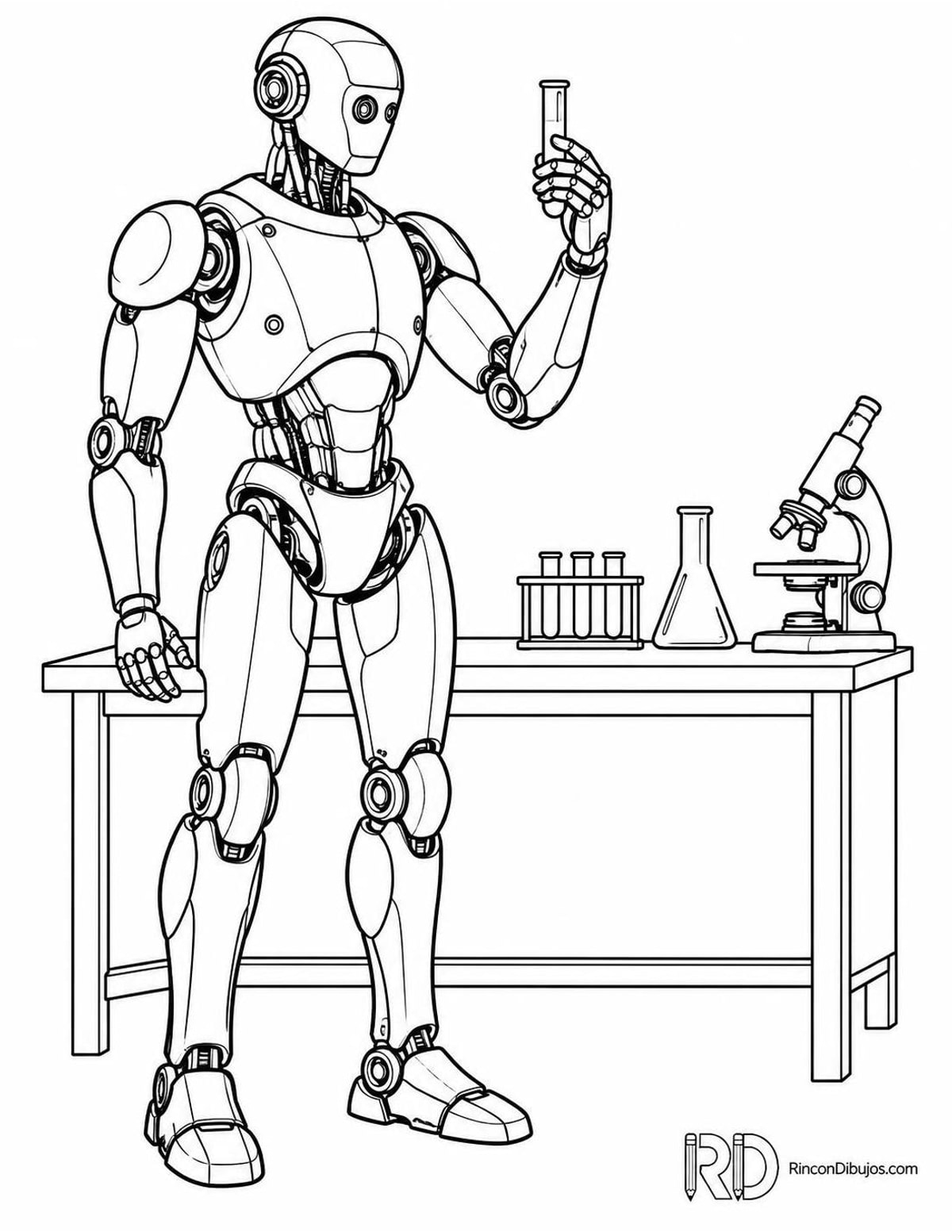 Dibujo de robot científico para colorear Dibujo de robot científico para colorear