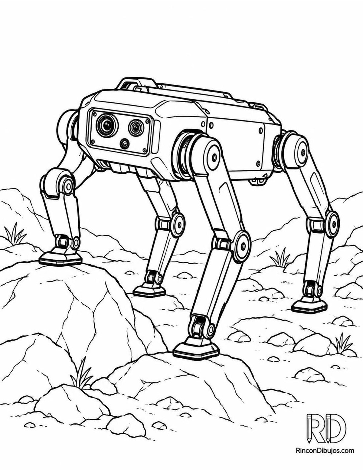 Dibujo de robot cuadrúpedo para colorear Dibujo de robot cuadrúpedo para colorear