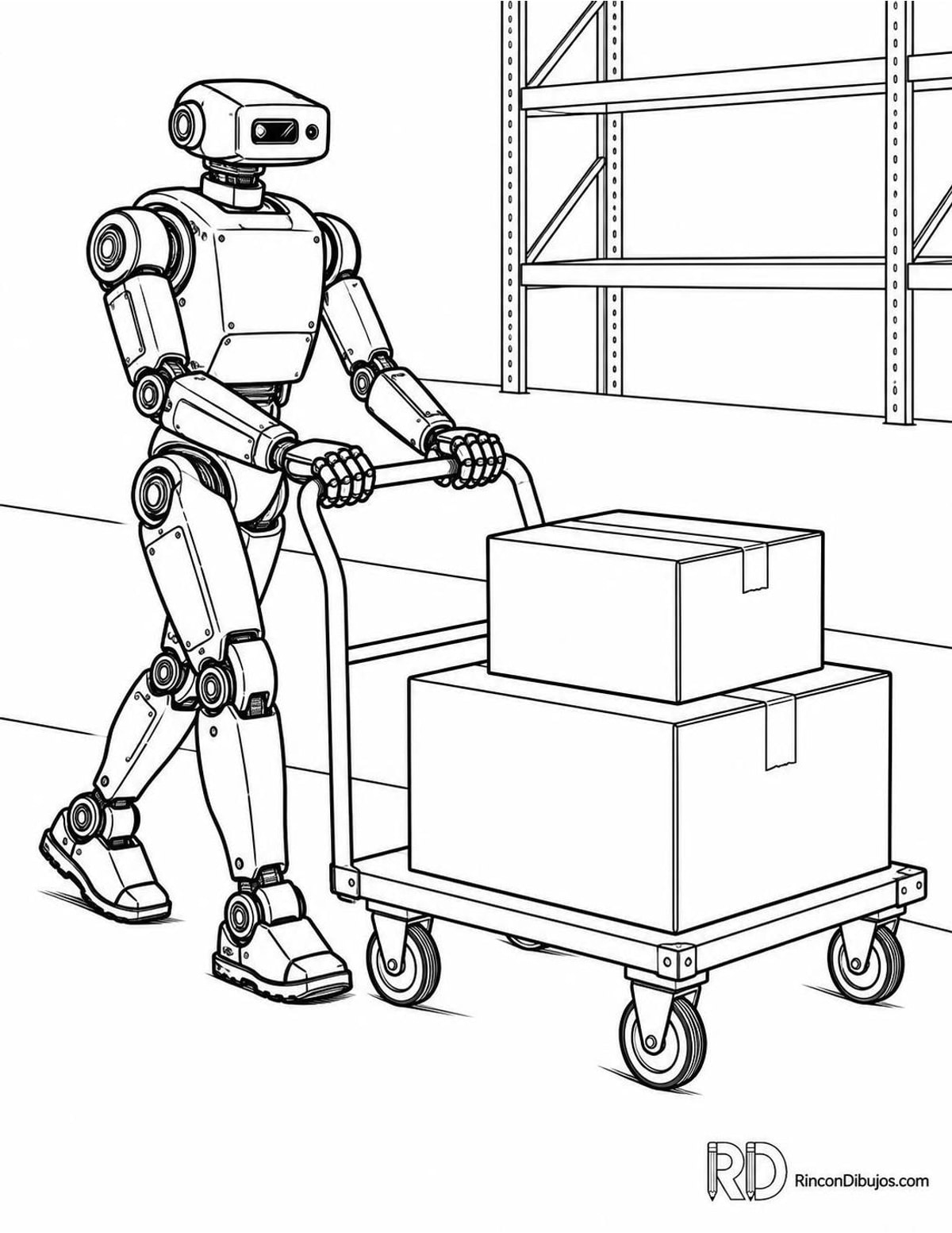 Dibujo de robot de almacén para colorear Dibujo de robot de almacén para colorear