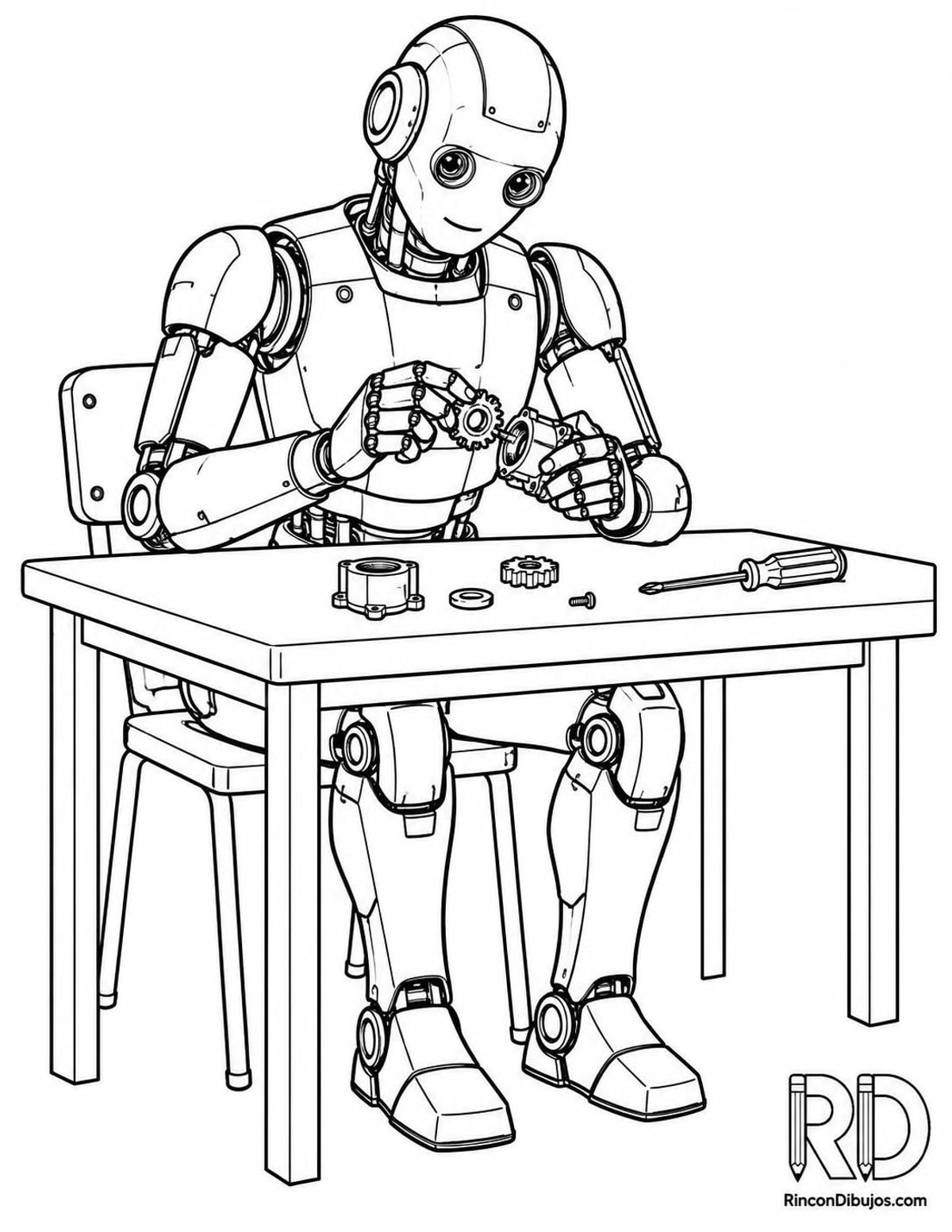 Dibujo de robot ensamblador para colorear Dibujo de robot ensamblador para colorear