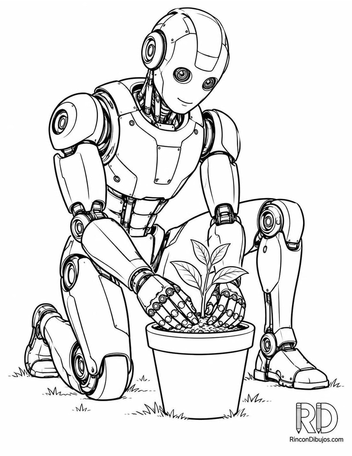 Dibujo de robot jardinero para colorear Dibujo de robot jardinero para colorear