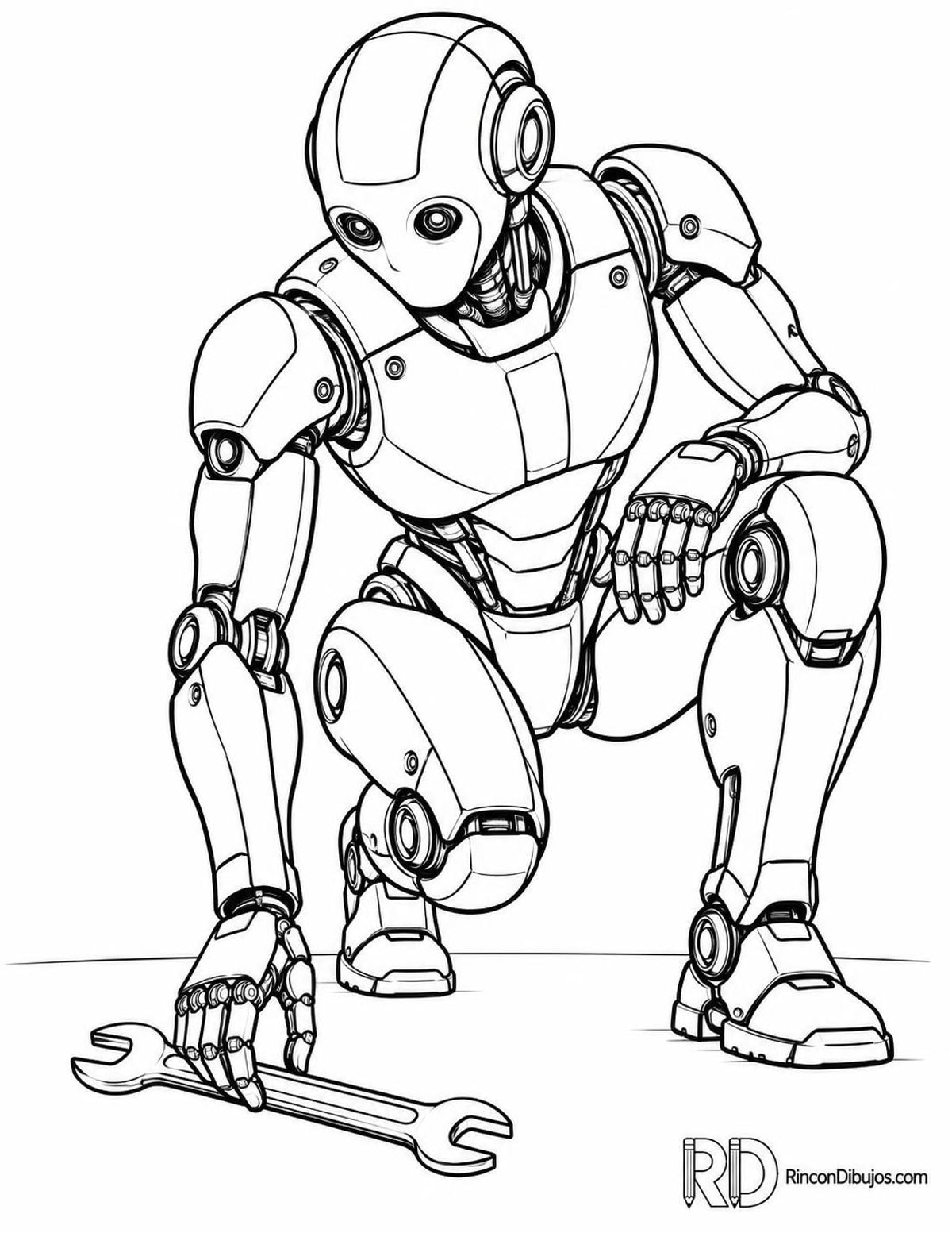 Dibujo de robot recogiendo herramientas para colorear Dibujo de robot recogiendo herramientas para colorear