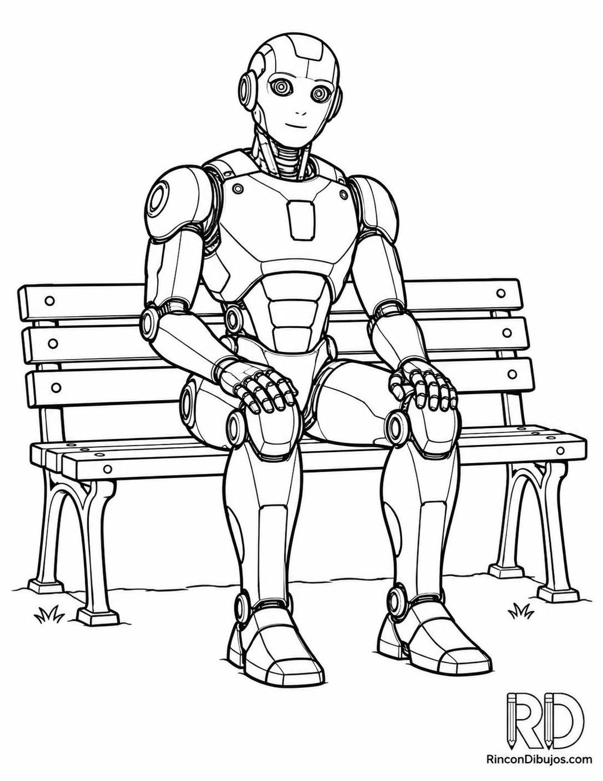 Dibujo de robot sentado para colorear Dibujo de robot sentado para colorear