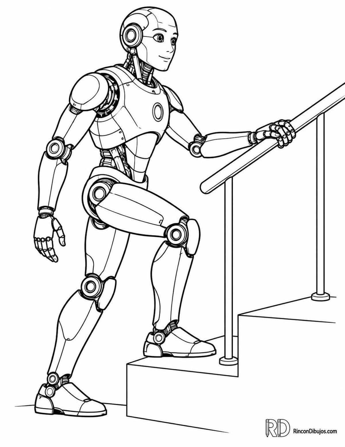 Dibujo de robot subiendo escaleras para colorear Dibujo de robot subiendo escaleras para colorear