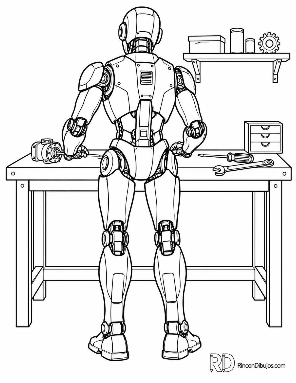 Dibujo de robot trabajando para colorear Dibujo de robot trabajando para colorear