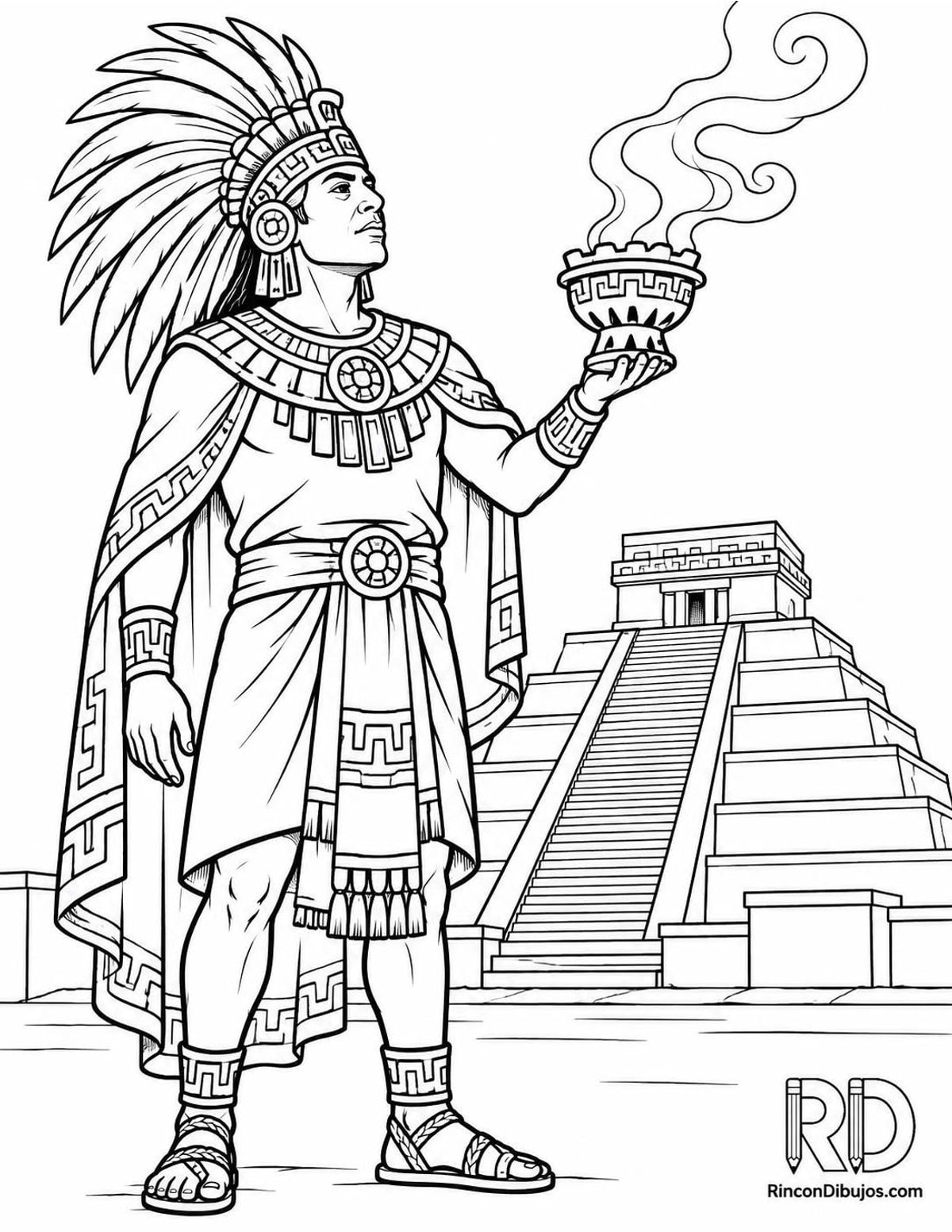 Dibujo de sacerdote azteca para colorear Dibujo de sacerdote azteca para colorear