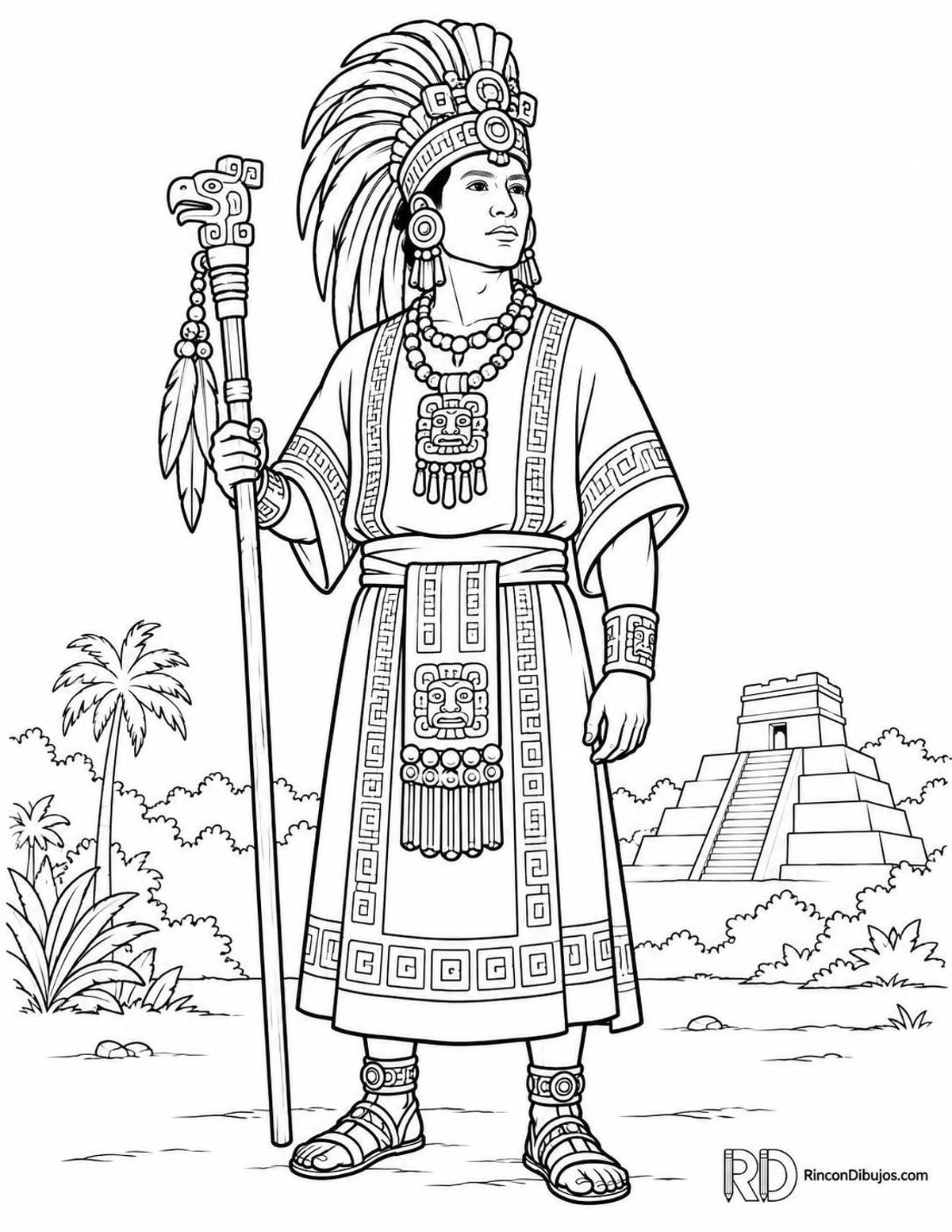 Dibujo de sacerdote maya para colorear Dibujo de sacerdote maya para colorear