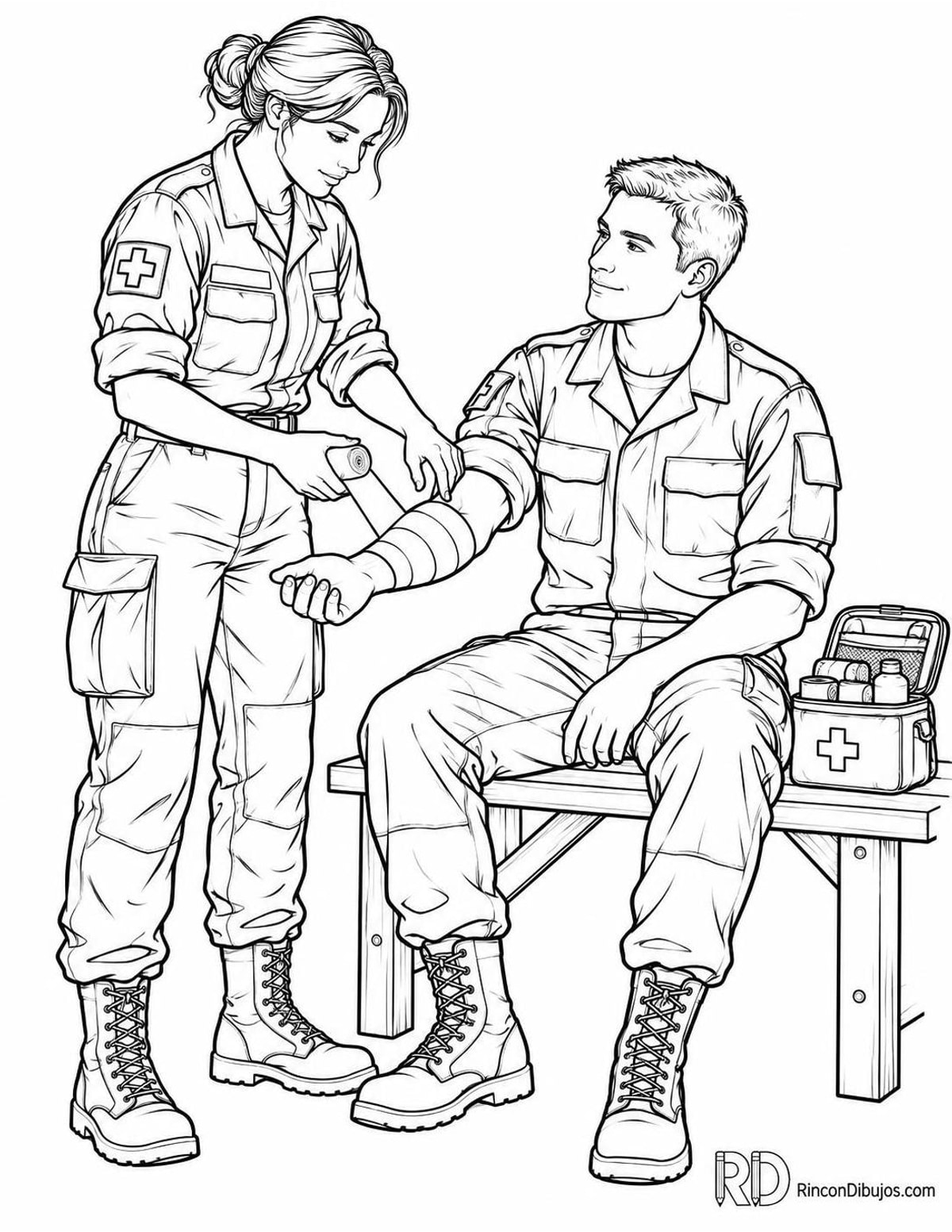 Dibujo de sanitaria militar para colorear Dibujo de sanitaria militar para colorear