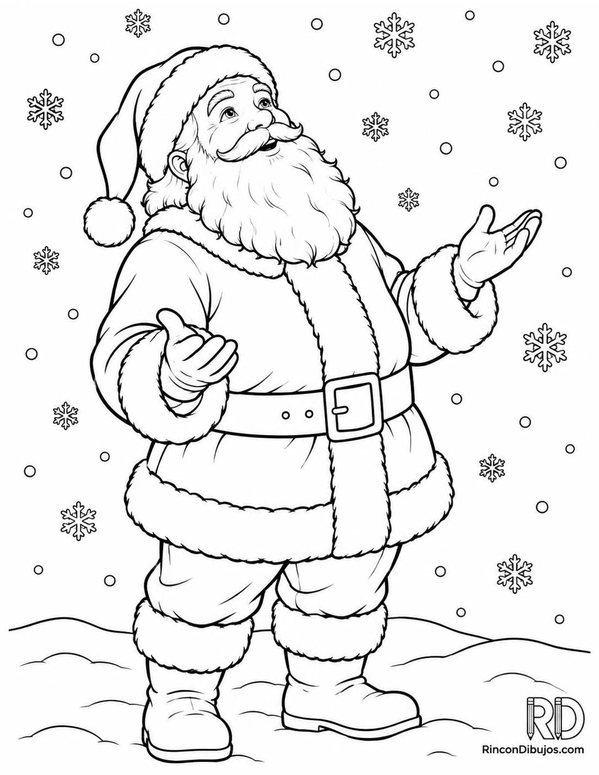 Dibujo de Santa Claus bajo nieve para colorear