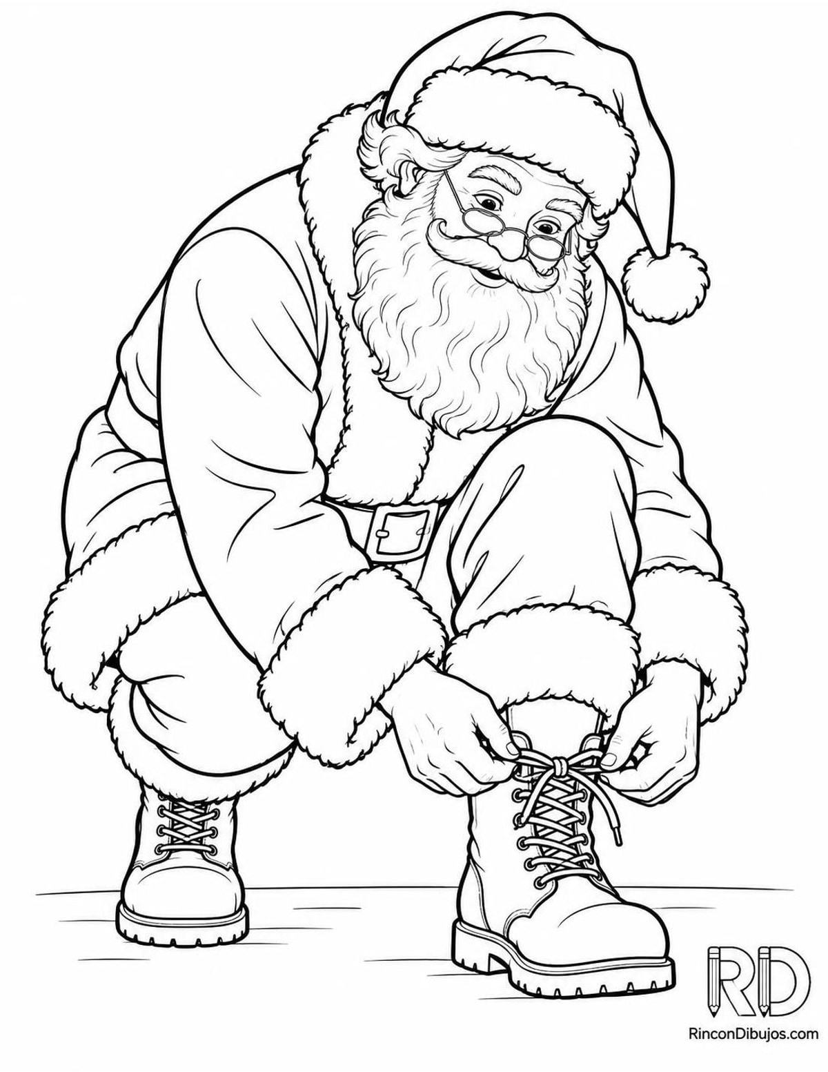 Dibujo de Santa Claus con botas para colorear