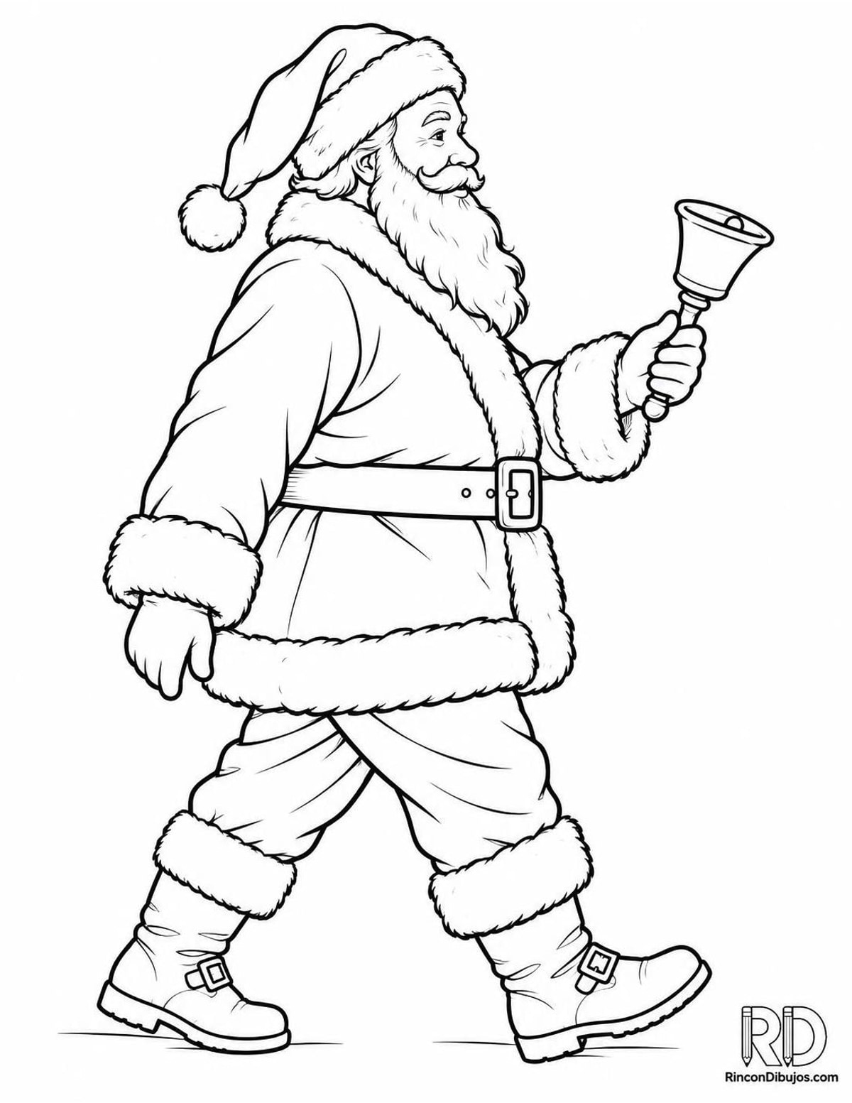 Dibujo de Santa Claus con campana para colorear