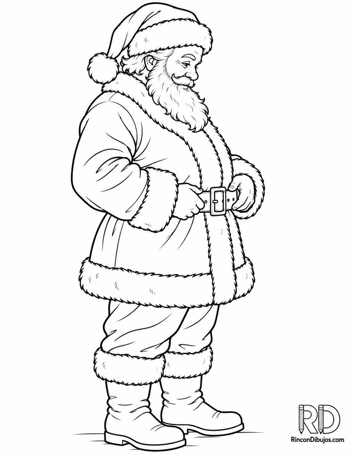 Dibujo de Santa Claus con cinturón para colorear