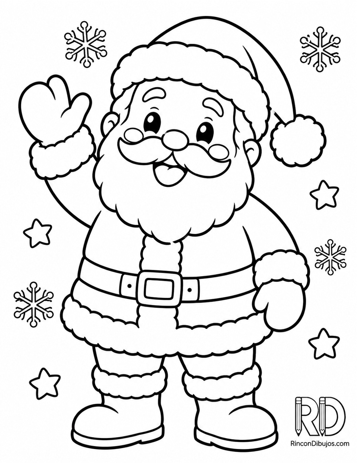 Dibujo de Santa Claus kawaii para colorear Dibujo de Santa Claus kawaii para colorear