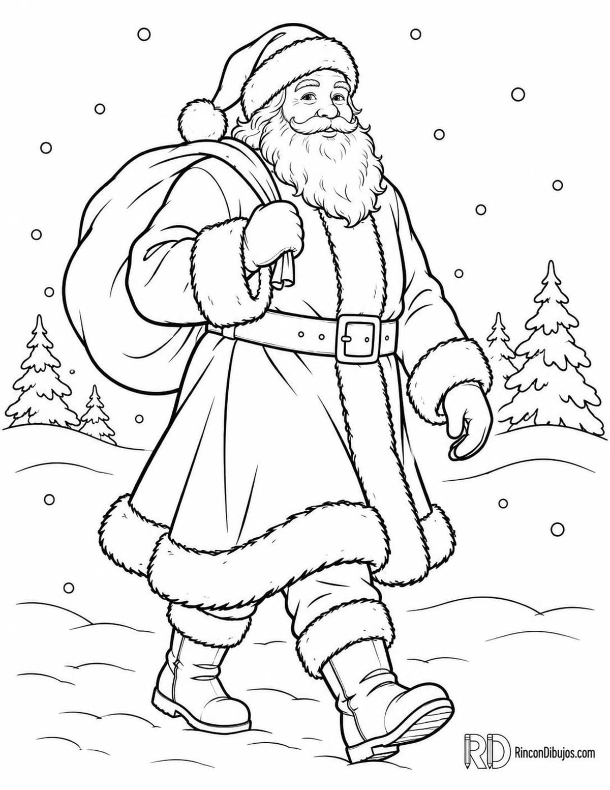 Dibujo de Santa Claus nevado para colorear
