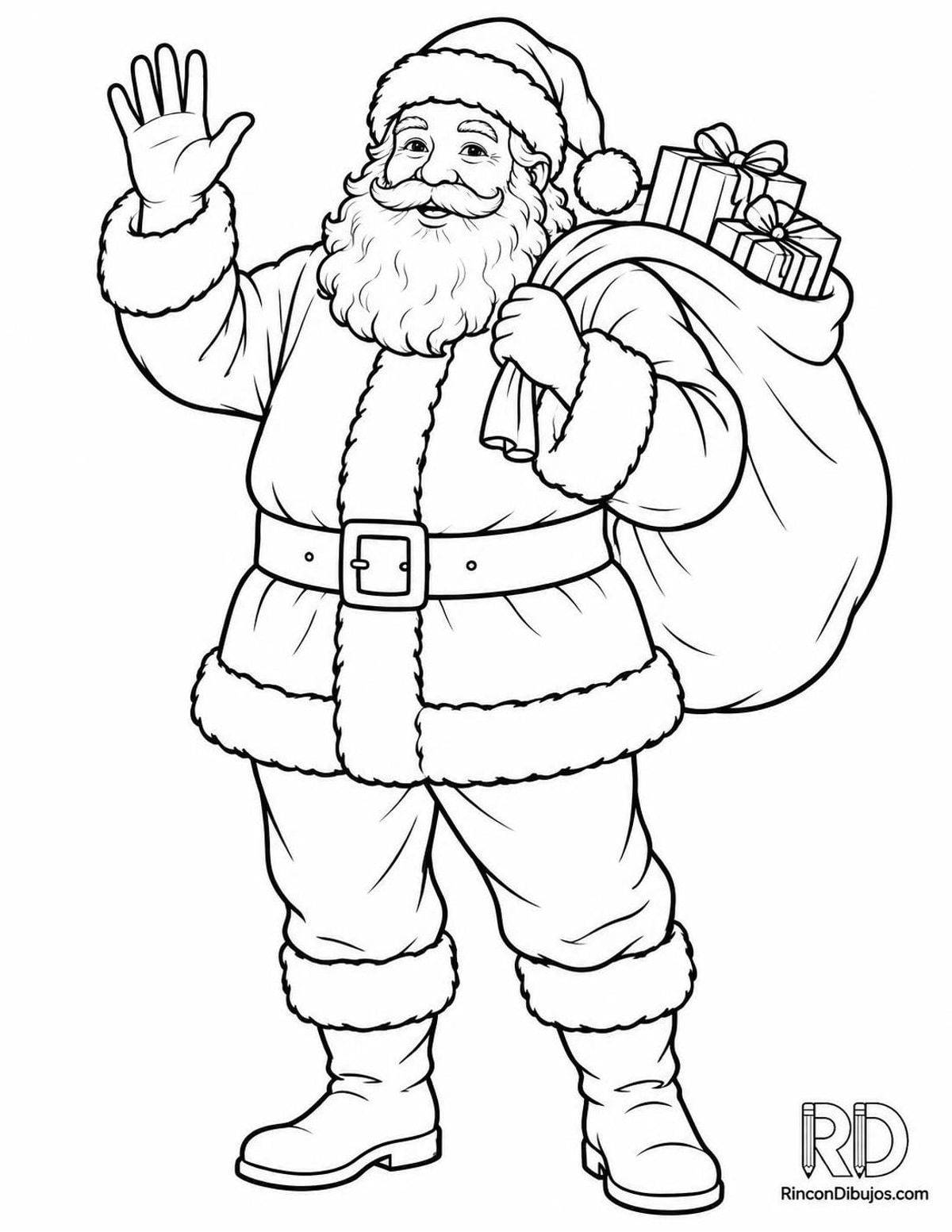 Dibujo de Santa Claus saludando para colorear