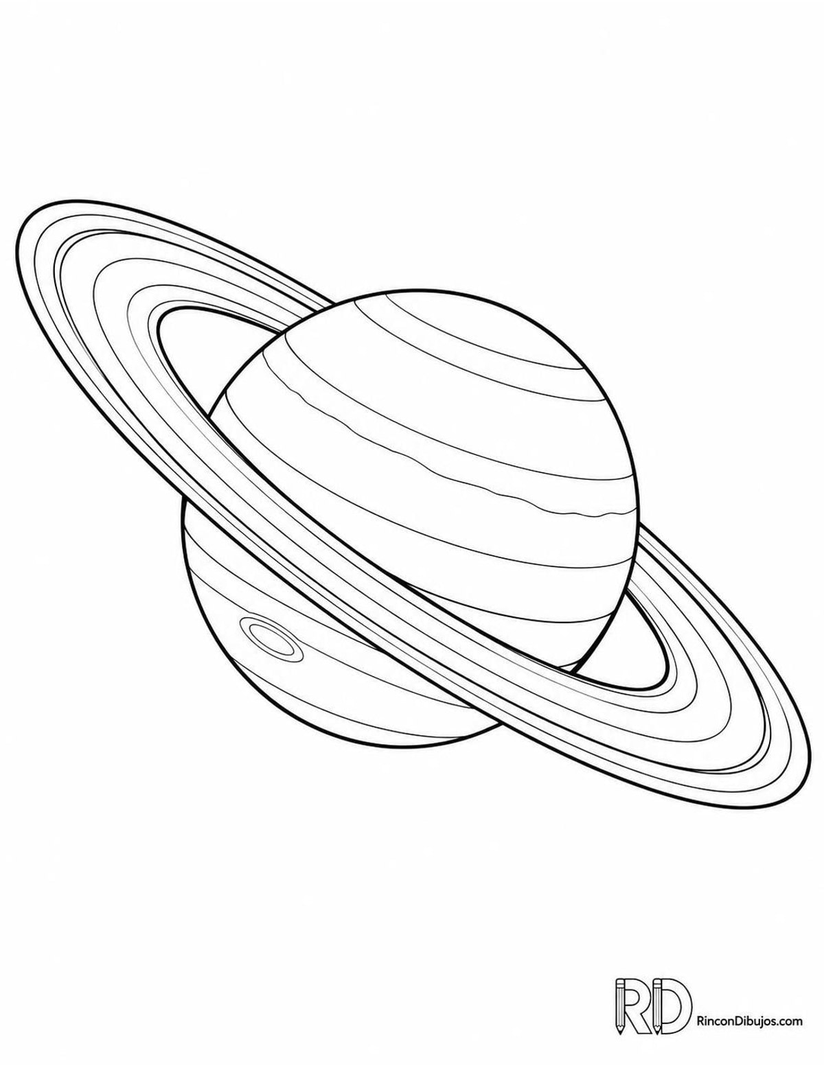 Dibujo de Saturno con anillos para colorear Dibujo de Saturno con anillos para colorear