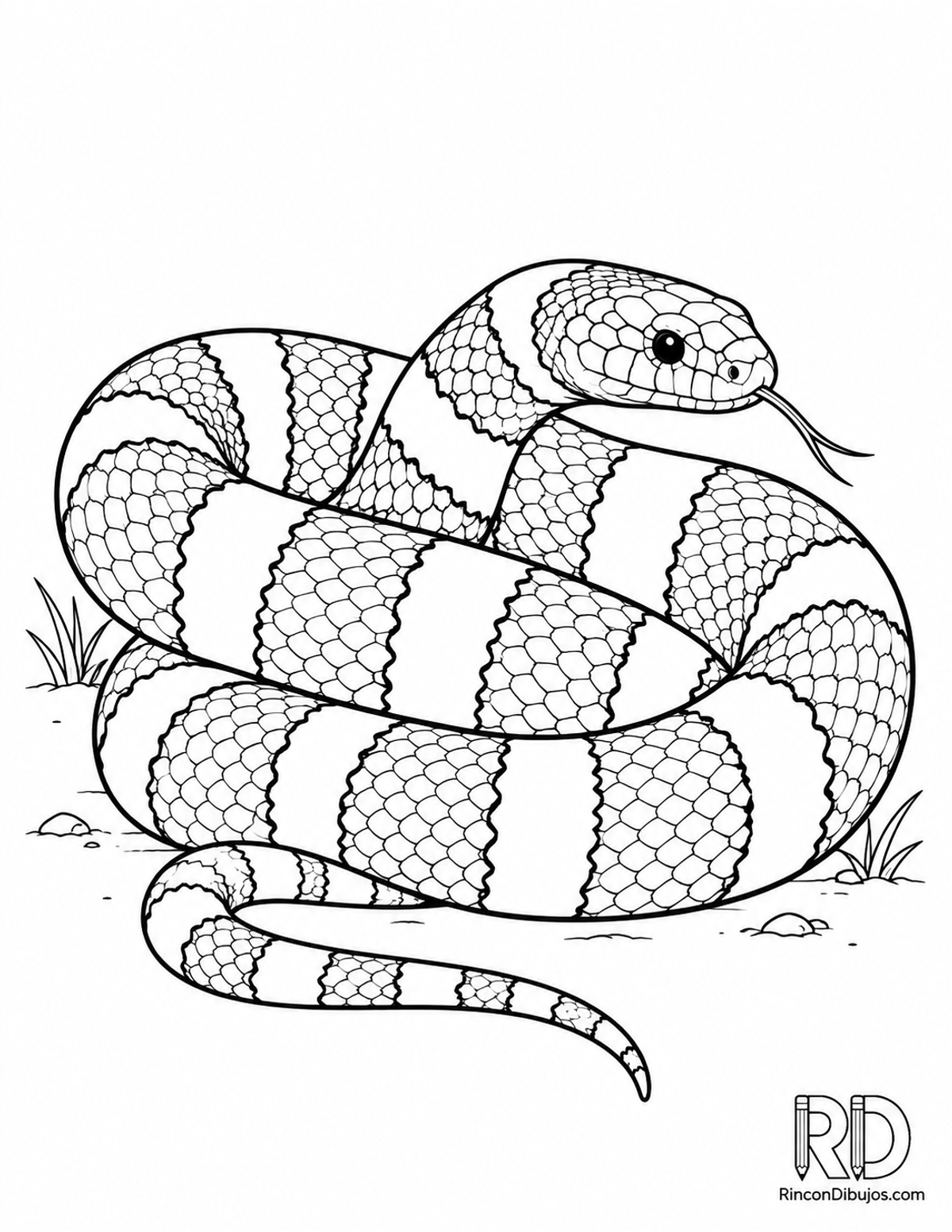 Dibujo de serpiente rey para colorear Dibujo de serpiente rey para colorear