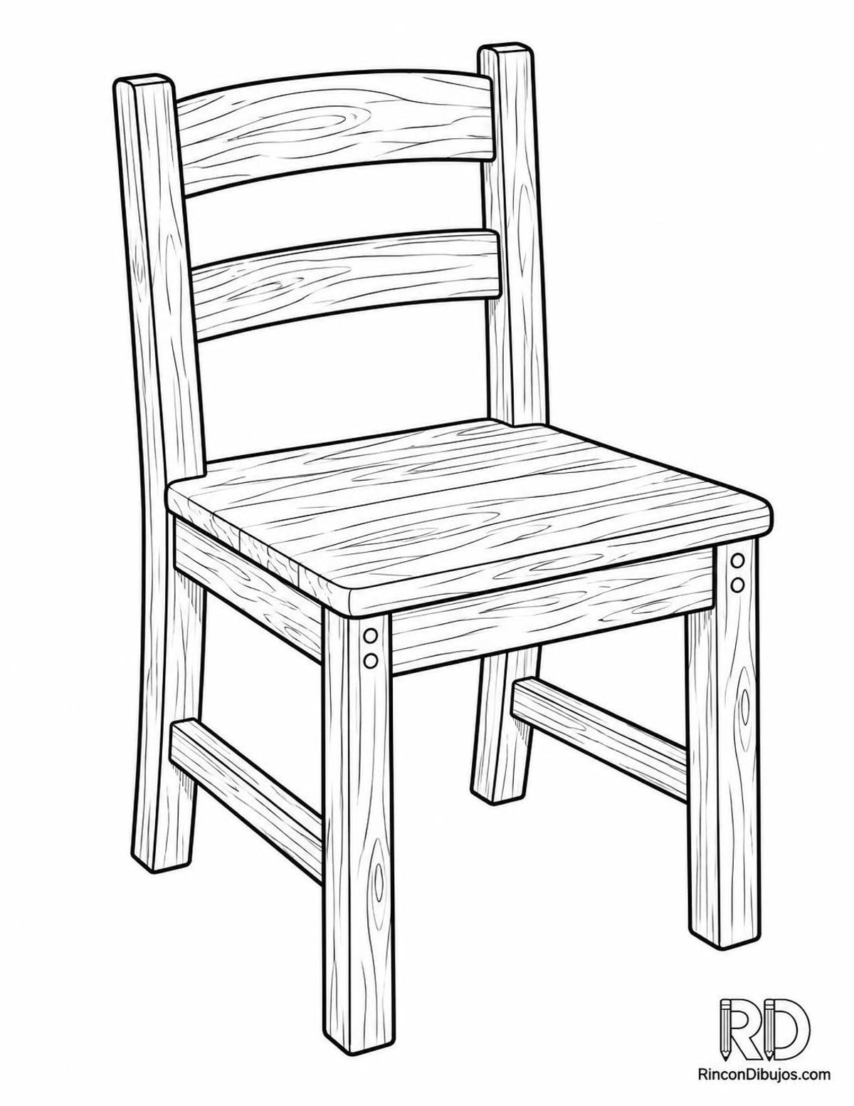 Dibujo de silla de madera para colorear Dibujo de silla de madera para colorear