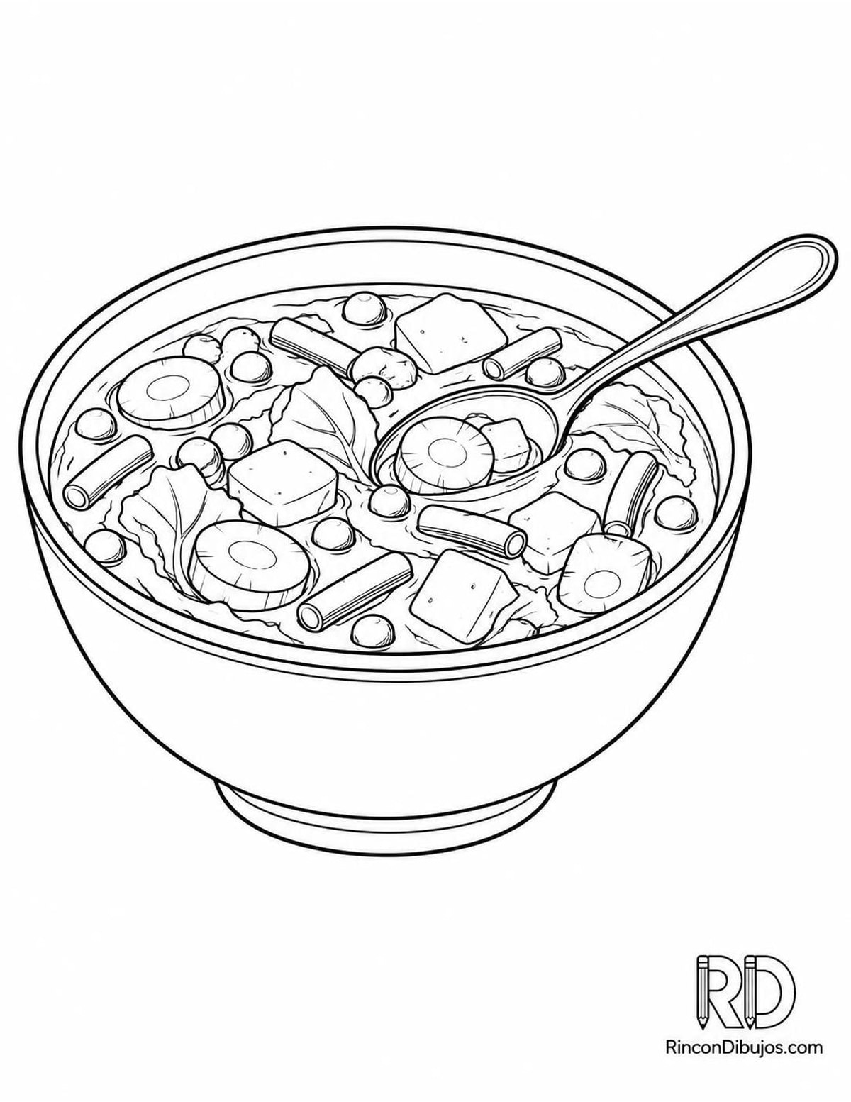 Dibujo de sopa de verduras para colorear