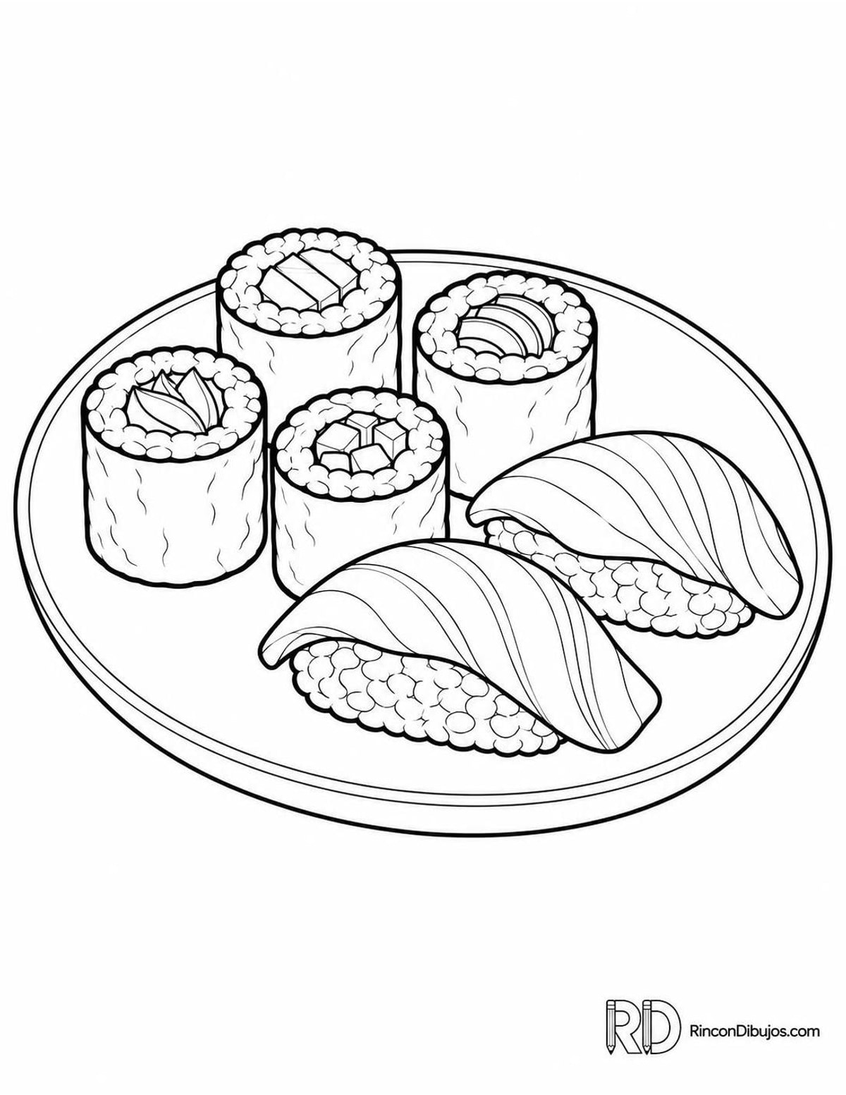 Dibujo de sushi para colorear