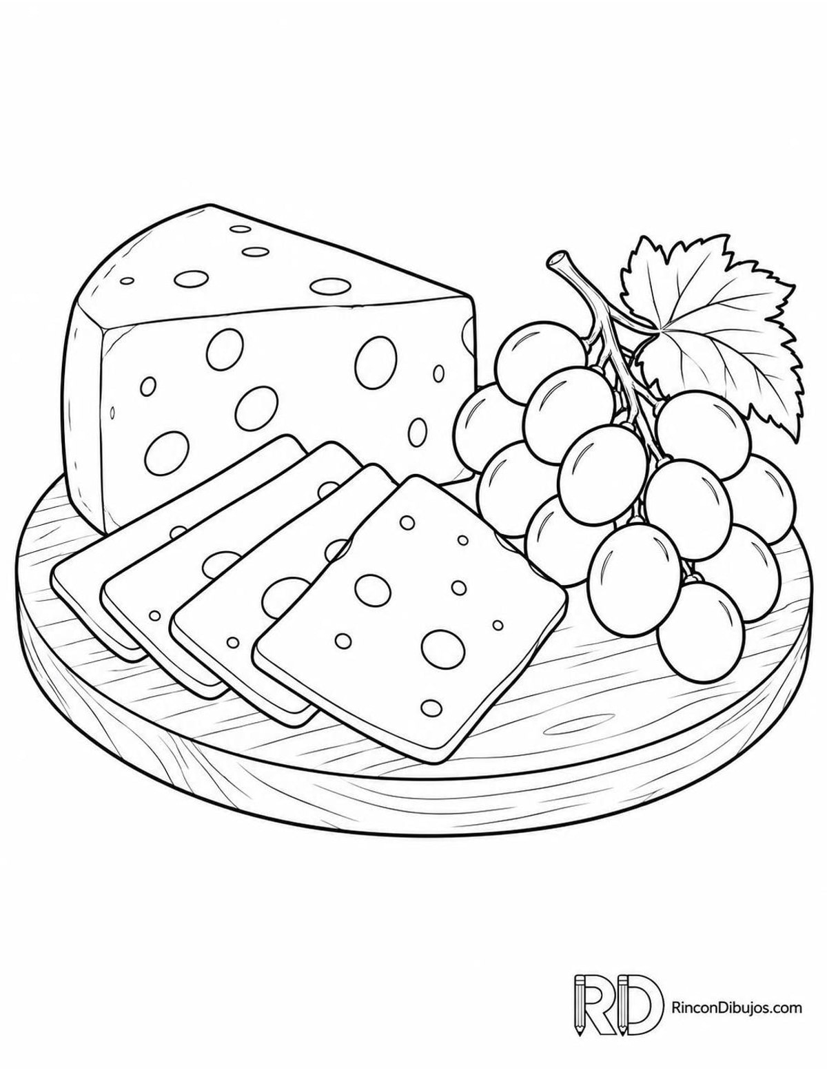 Dibujo de tabla de quesos para colorear