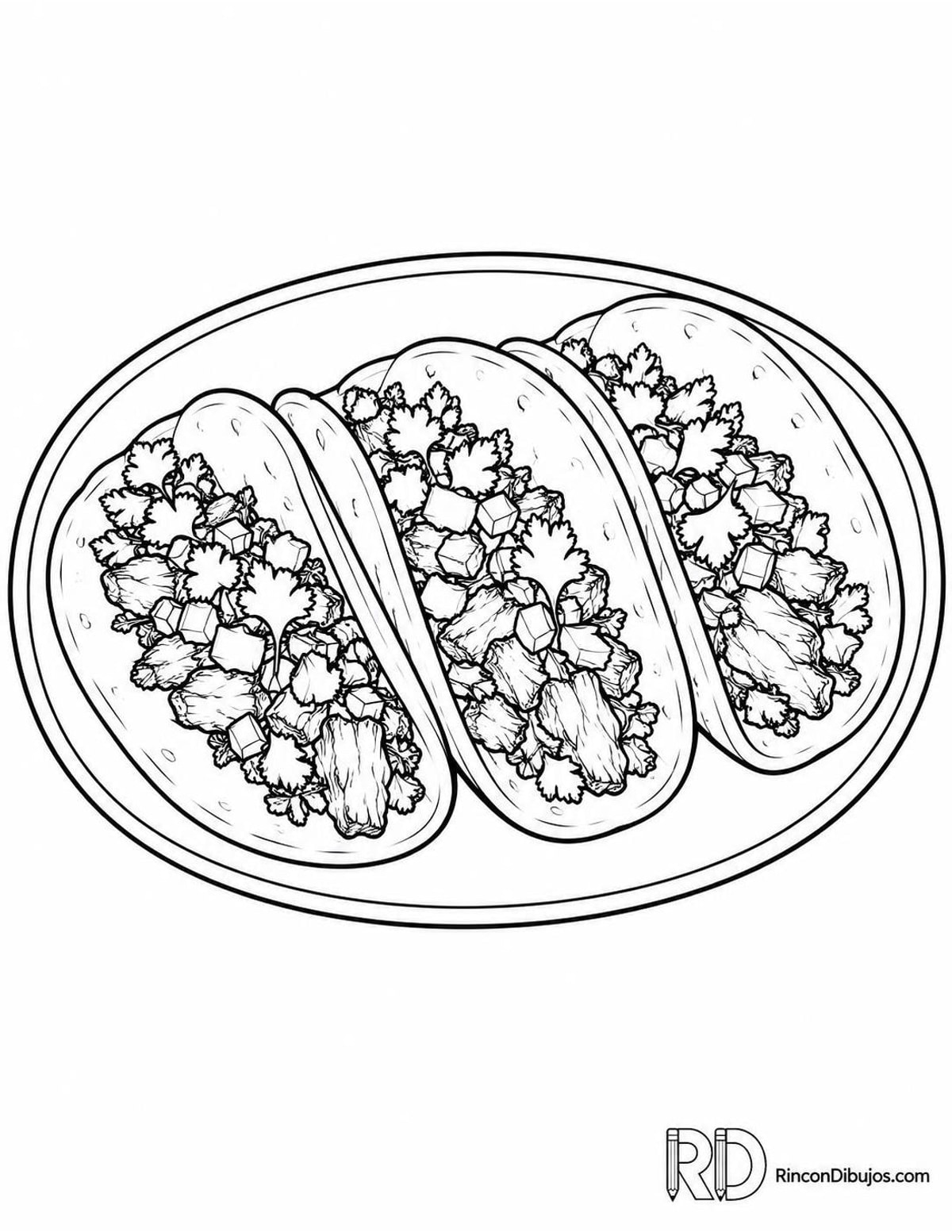 Dibujo de tacos de carne para colorear