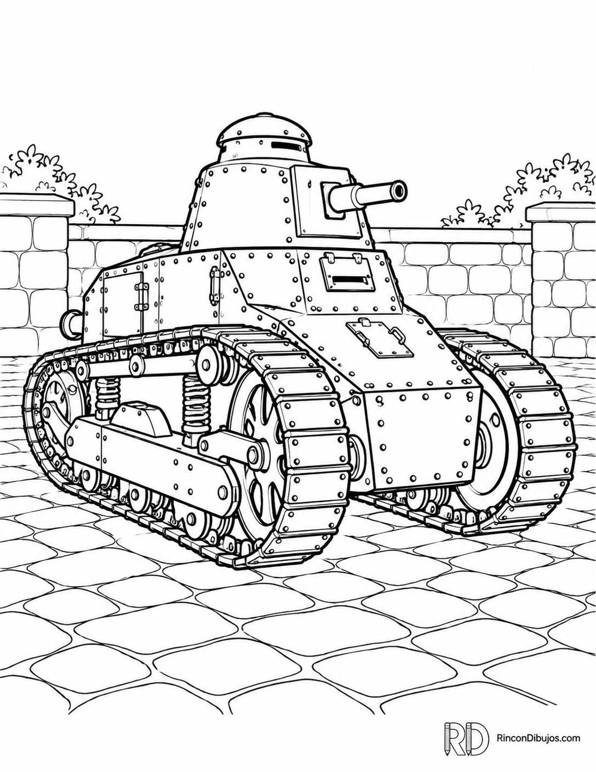 Dibujo de tanque antiguo para colorear Dibujo de tanque antiguo para colorear