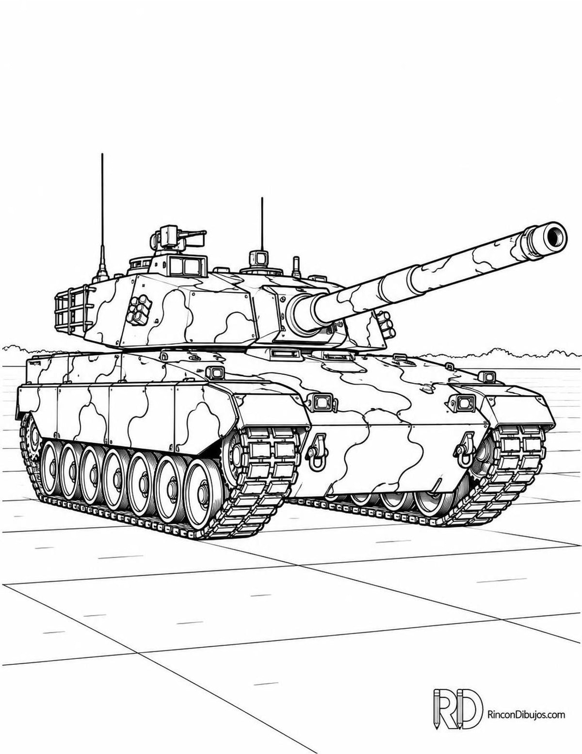 Dibujo de tanque camuflado para colorear Dibujo de tanque camuflado para colorear
